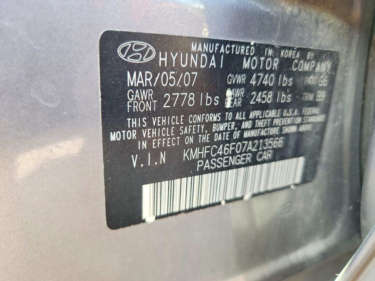 2007 Hyundai Azera Se Silver vin: KMHFC46F07A213566