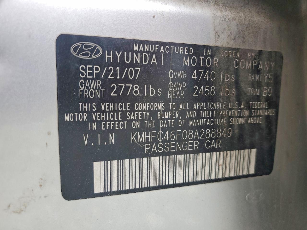 2008 Hyundai Azera Limited Silver vin: KMHFC46F08A288849