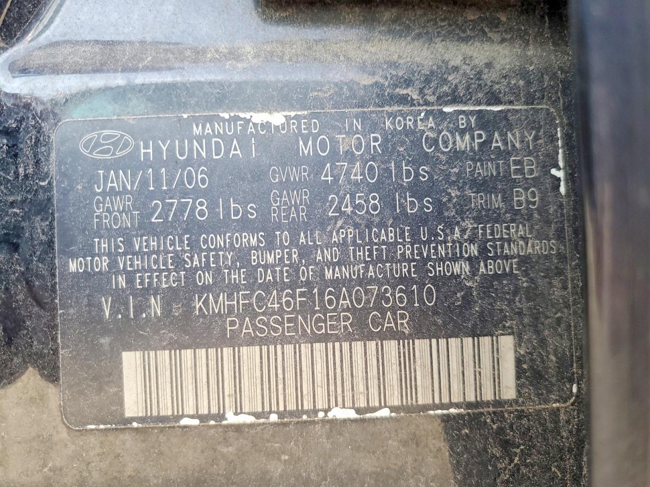2006 Hyundai Azera Se Black vin: KMHFC46F16A073610