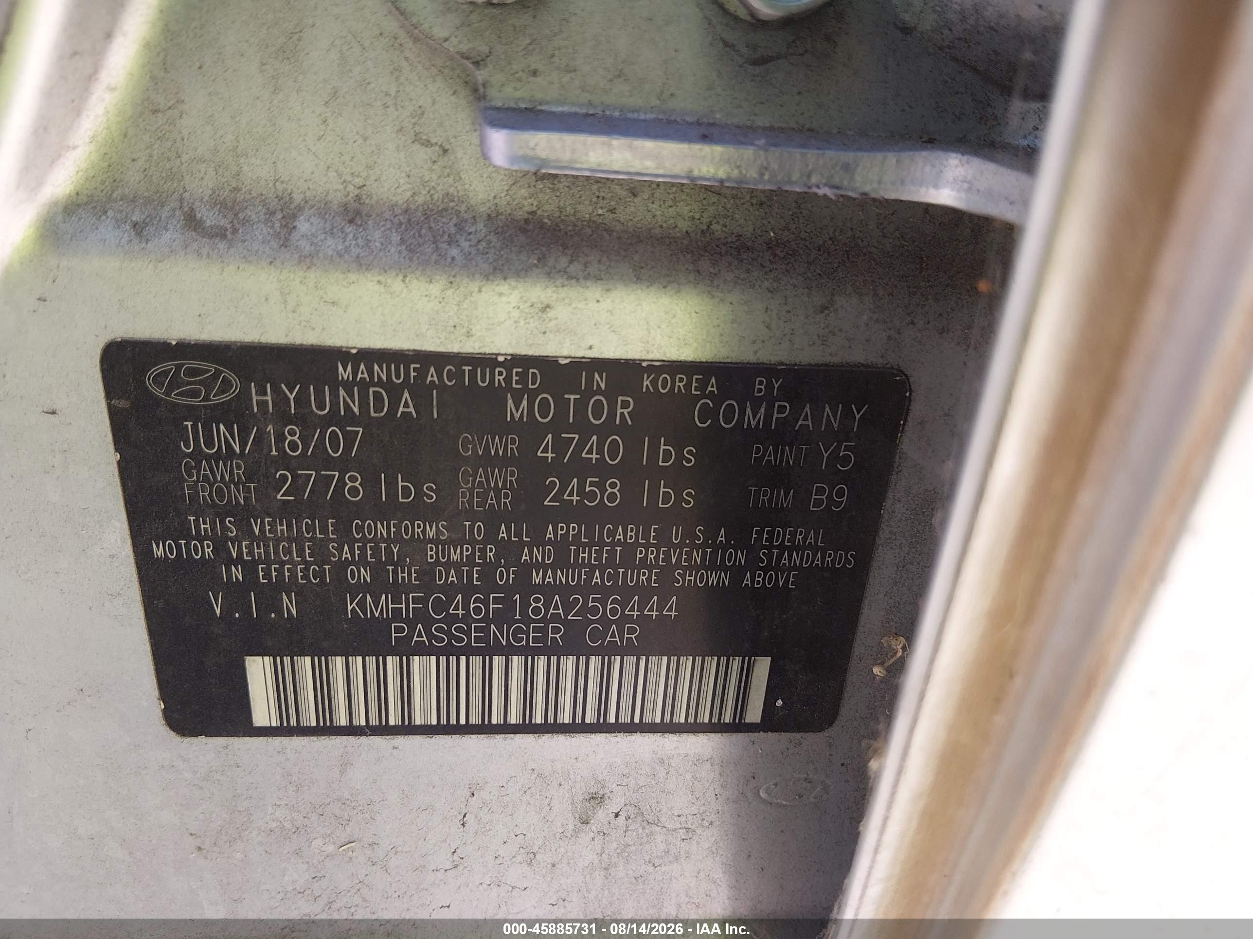 2008 Hyundai Azera Limited Silver vin: KMHFC46F18A256444