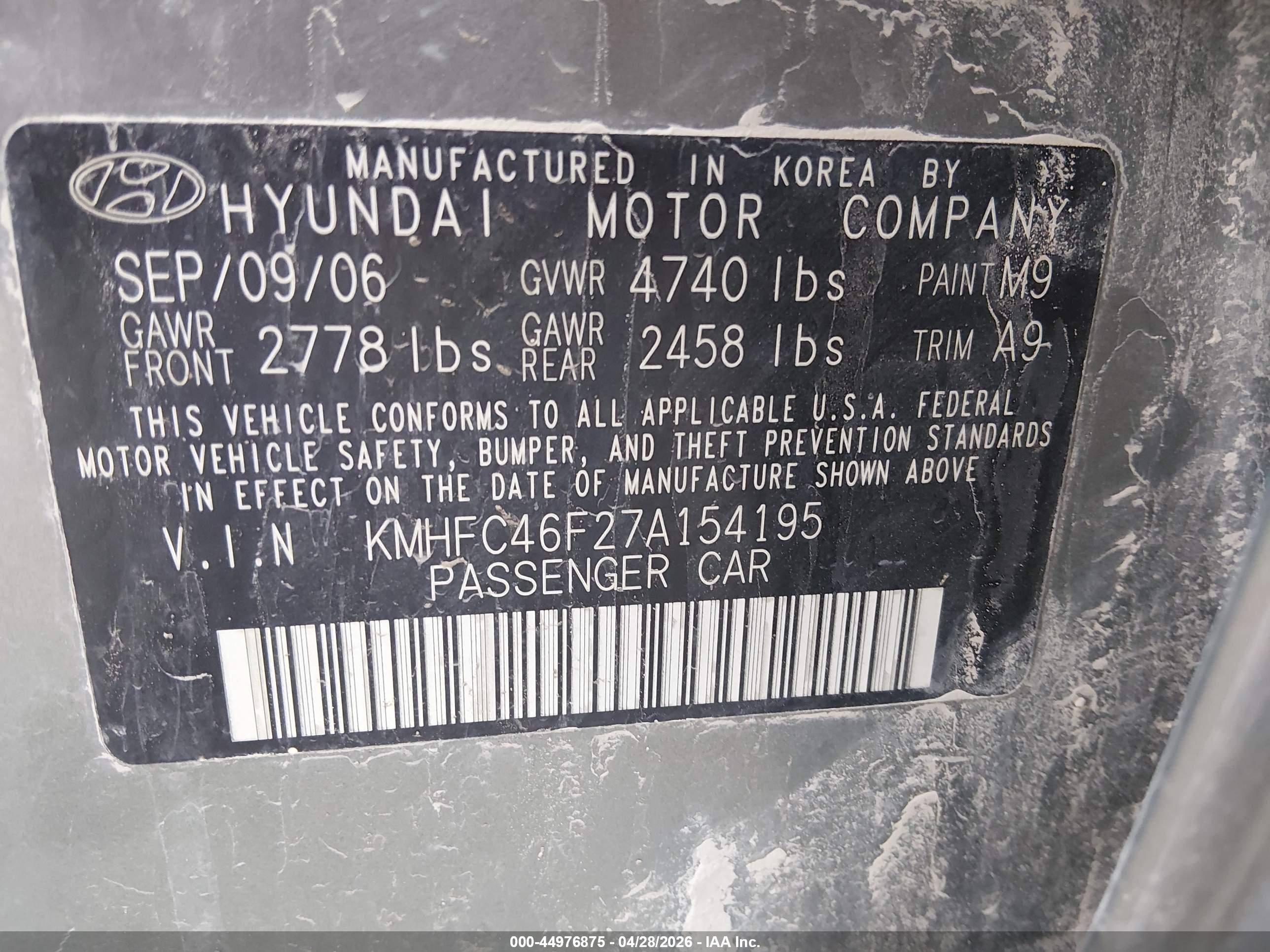 2007 Hyundai Azera Limited/se Green vin: KMHFC46F27A154195