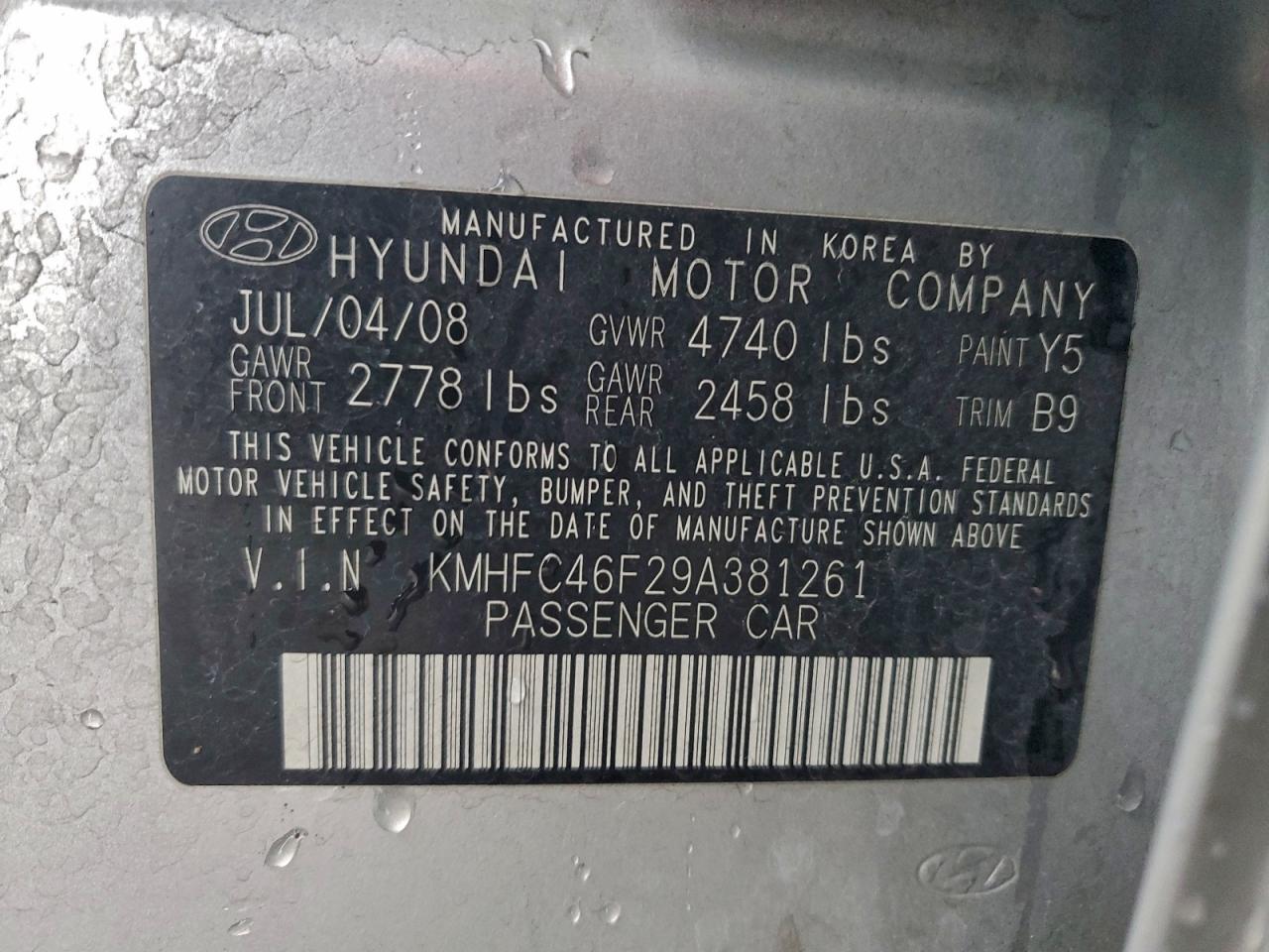 2009 Hyundai Azera Se Silver vin: KMHFC46F29A381261