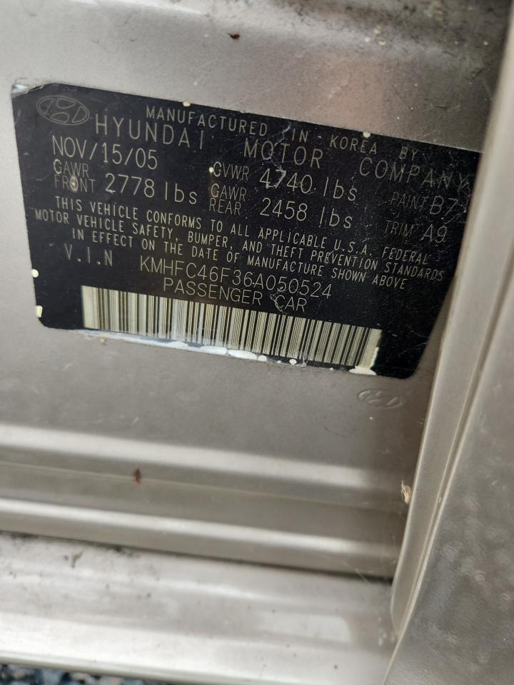 2006 Hyundai Azera Se Золотой vin: KMHFC46F36A050524
