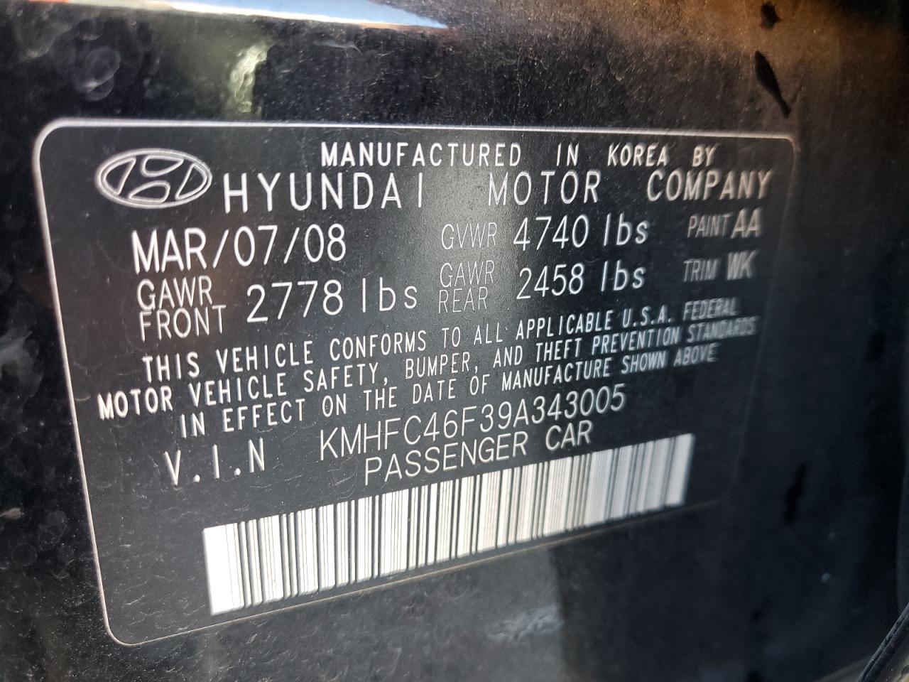 2009 Hyundai Azera Se Black vin: KMHFC46F39A343005