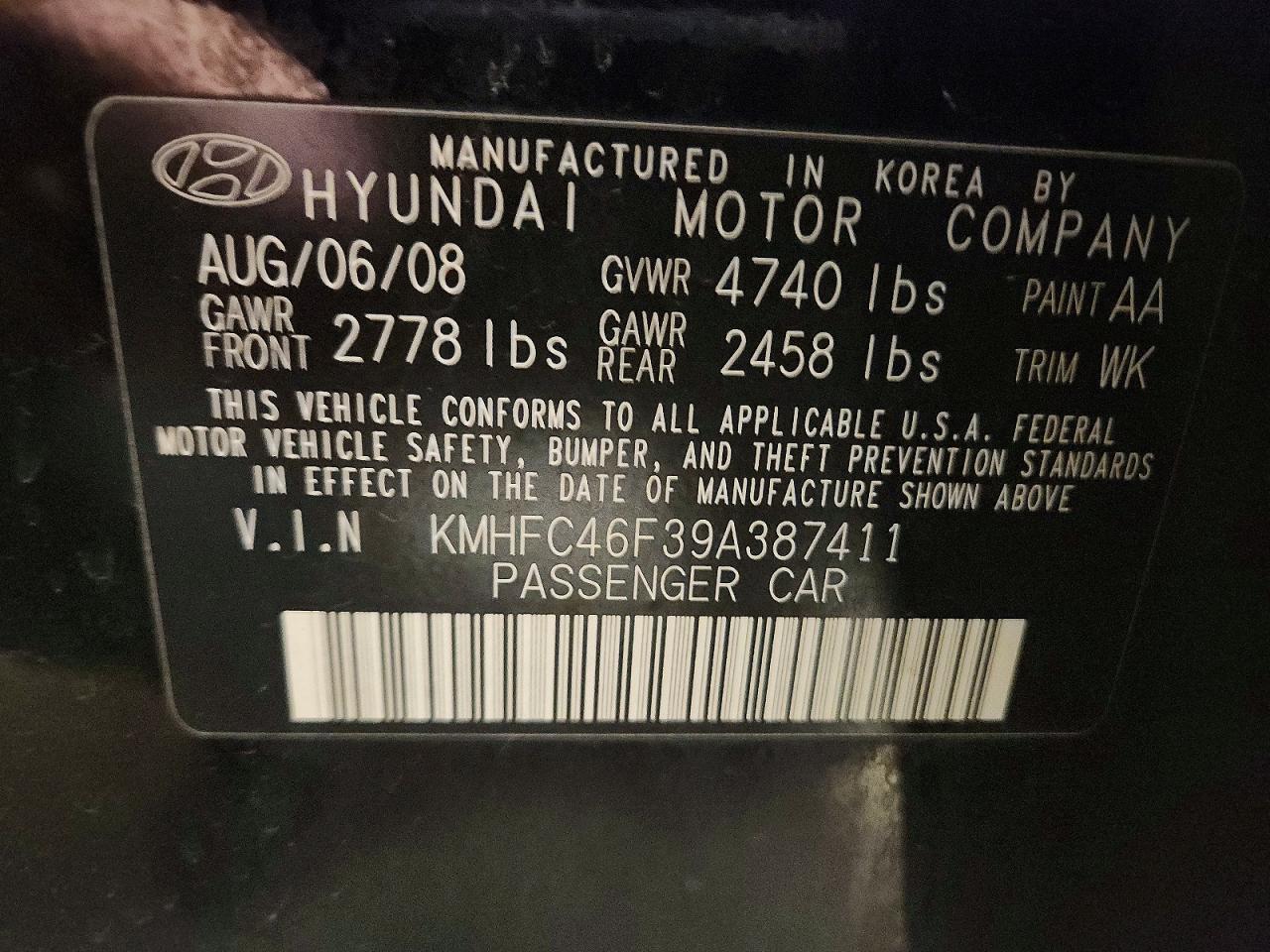 2009 Hyundai Azera Limited Black vin: KMHFC46F39A387411