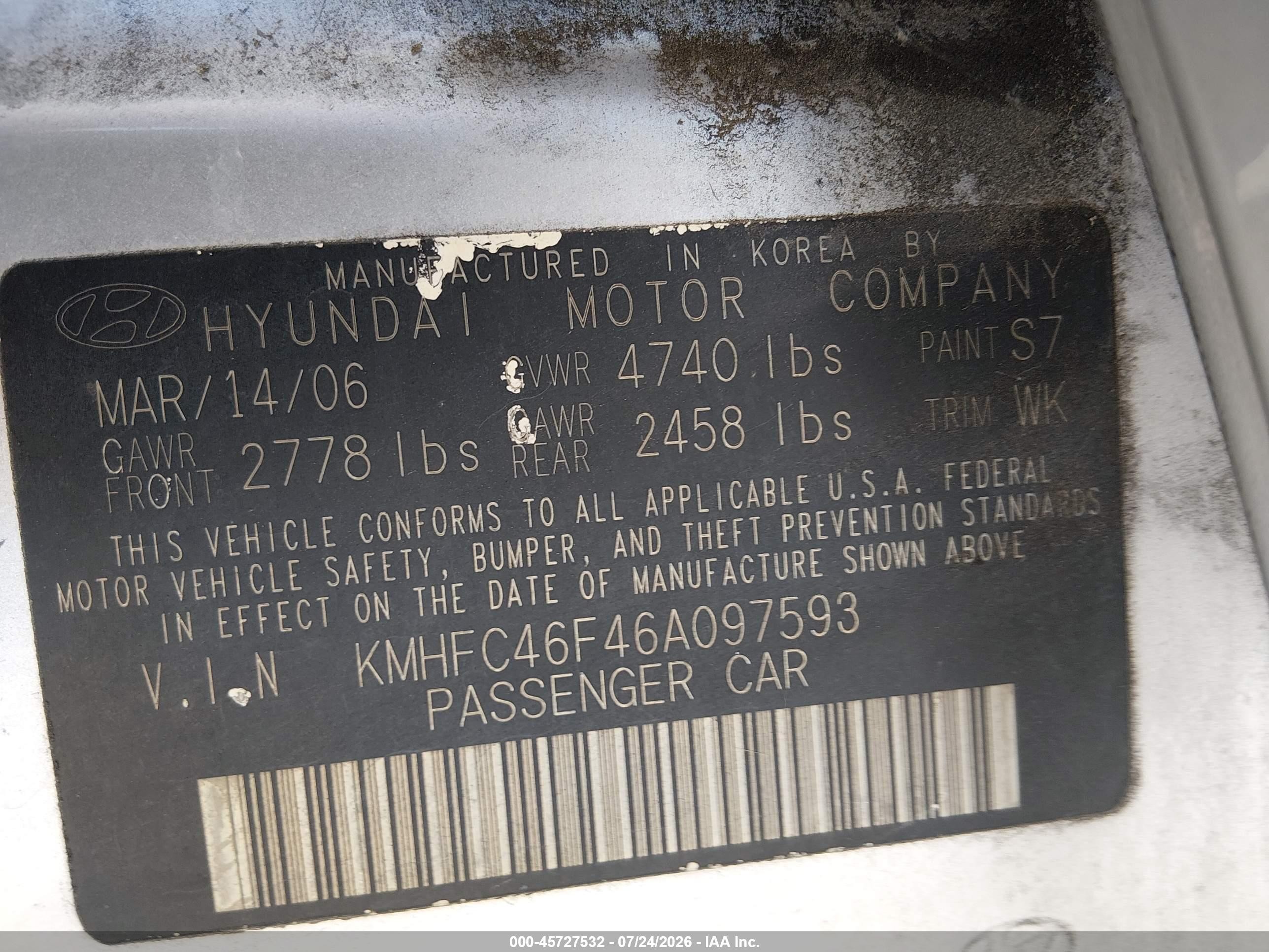 2006 Hyundai Azera Limited/se Silver vin: KMHFC46F46A097593