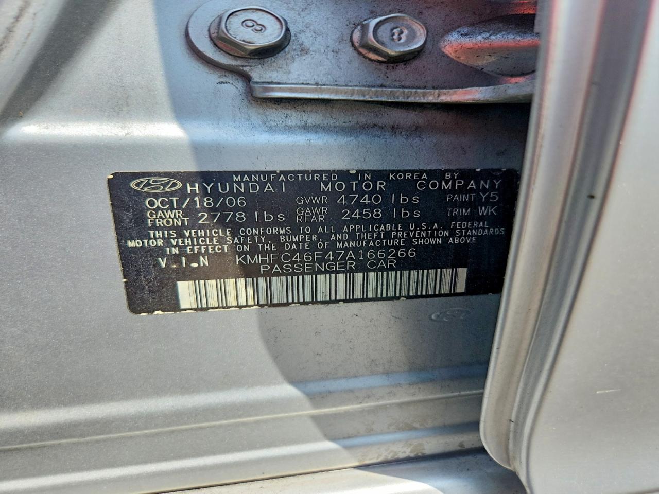 2007 Hyundai Azera Se Silver vin: KMHFC46F47A166266