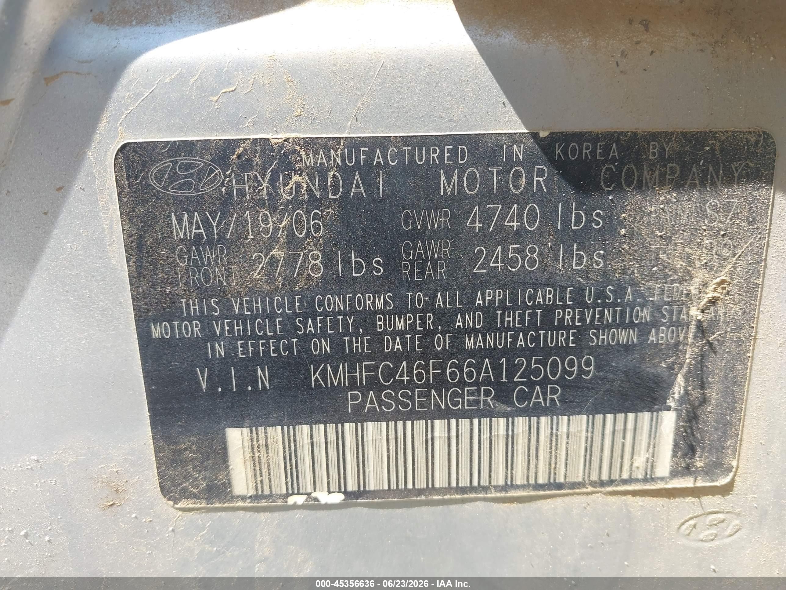 2006 Hyundai Azera Limited/se Silver vin: KMHFC46F66A125099
