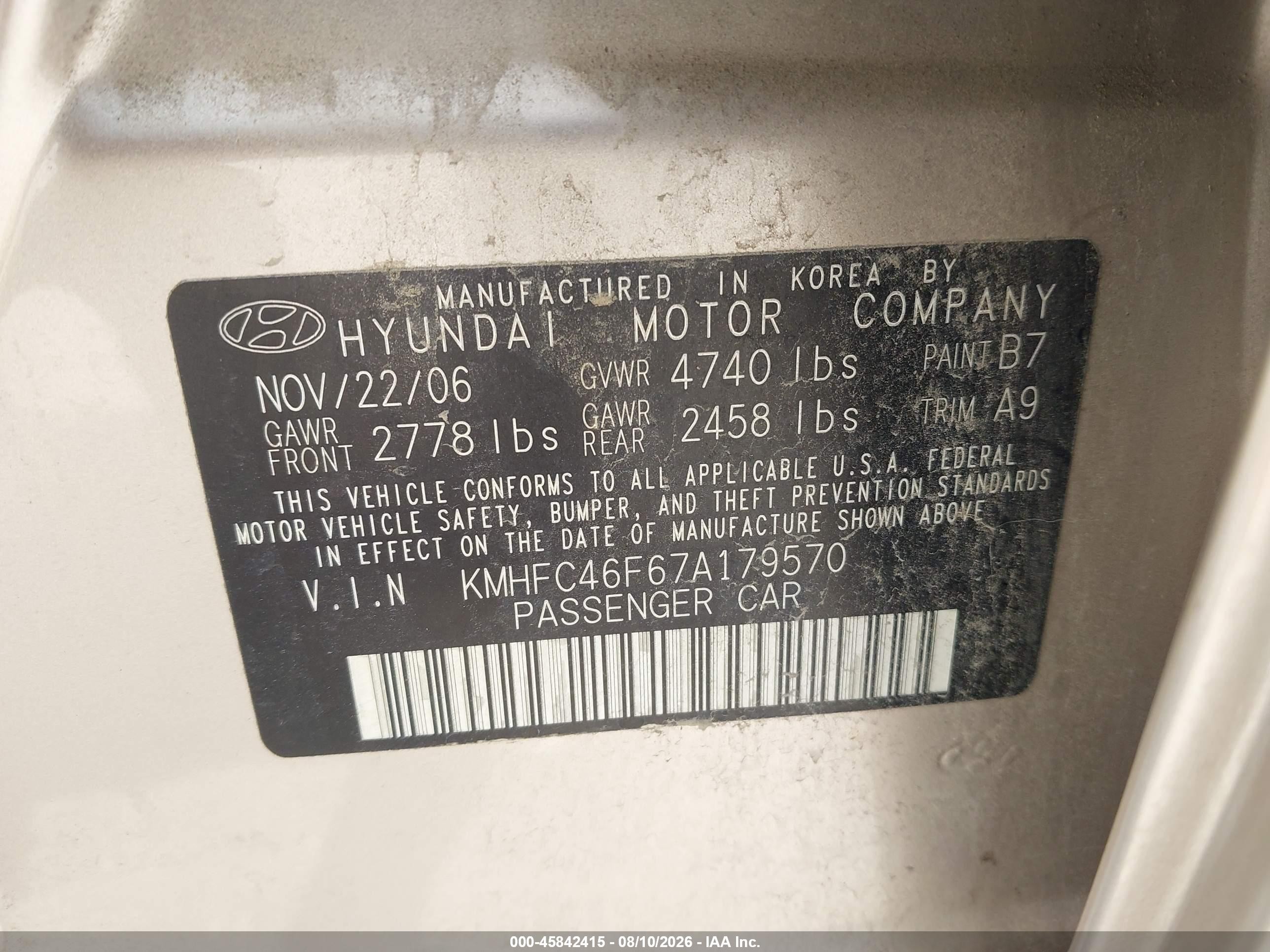 2007 Hyundai Azera Limited/se Brown vin: KMHFC46F67A179570