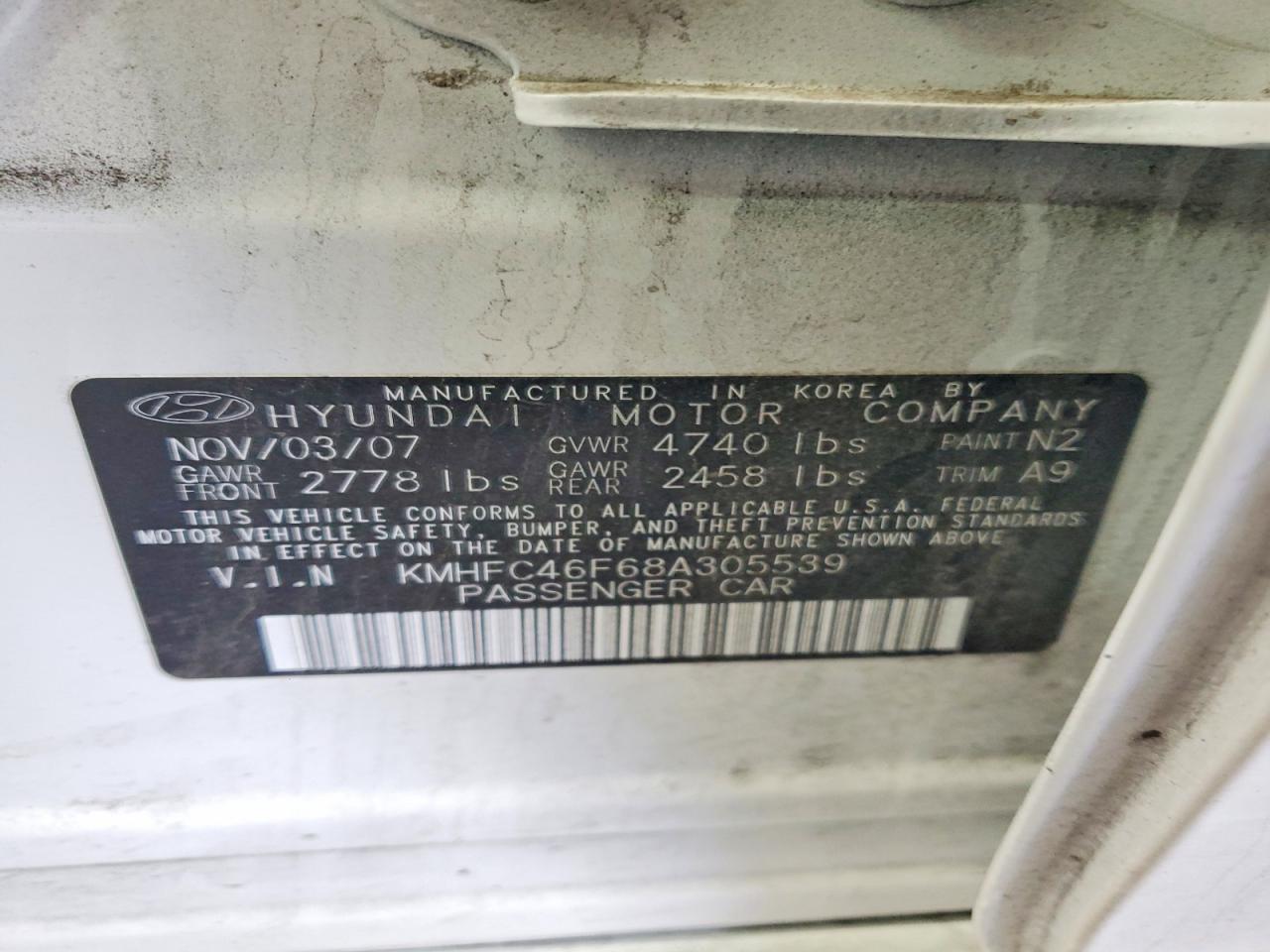 2008 Hyundai Azera Limited White vin: KMHFC46F68A305539