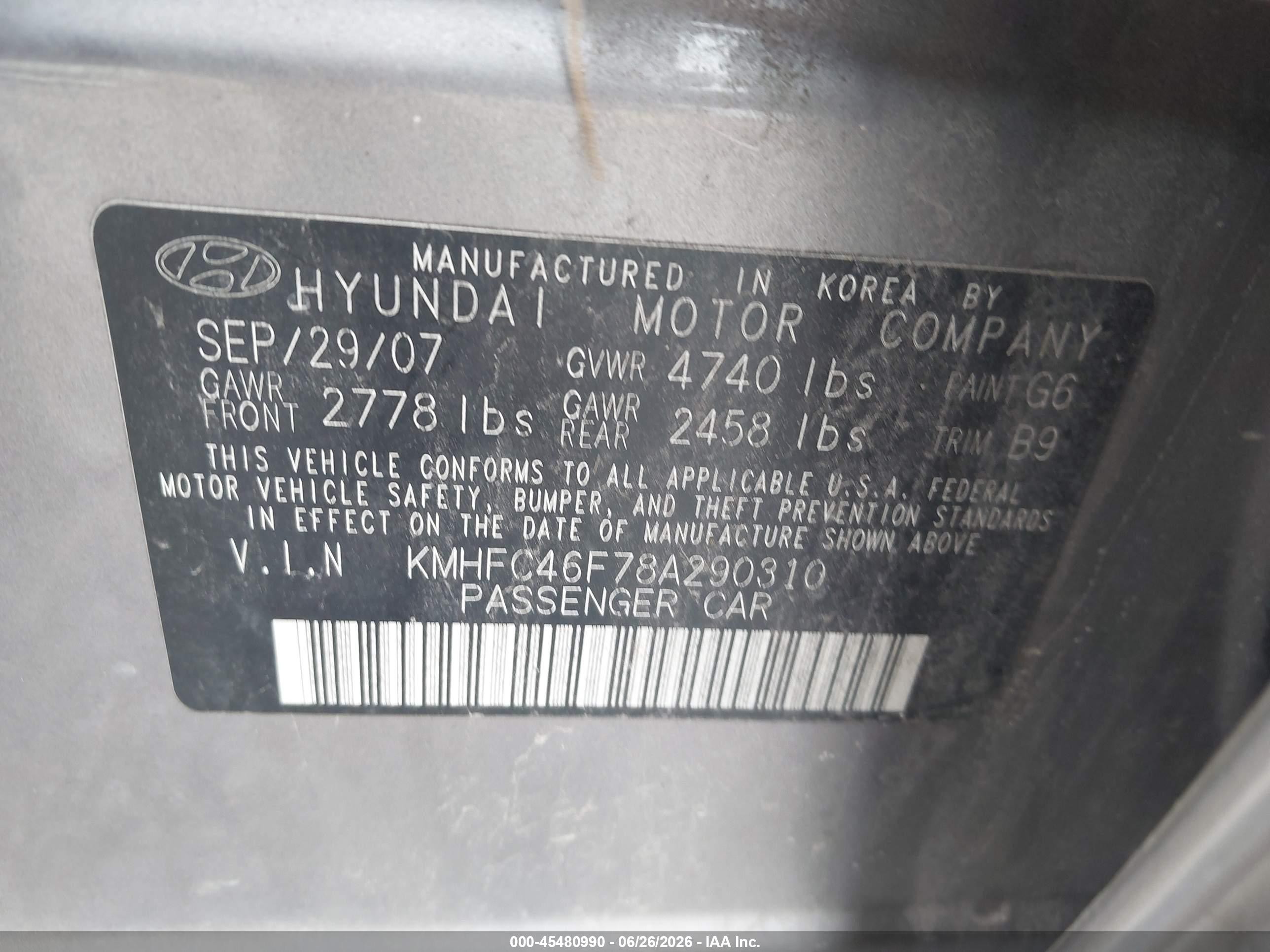 2008 Hyundai Azera Limited Gray vin: KMHFC46F78A290310