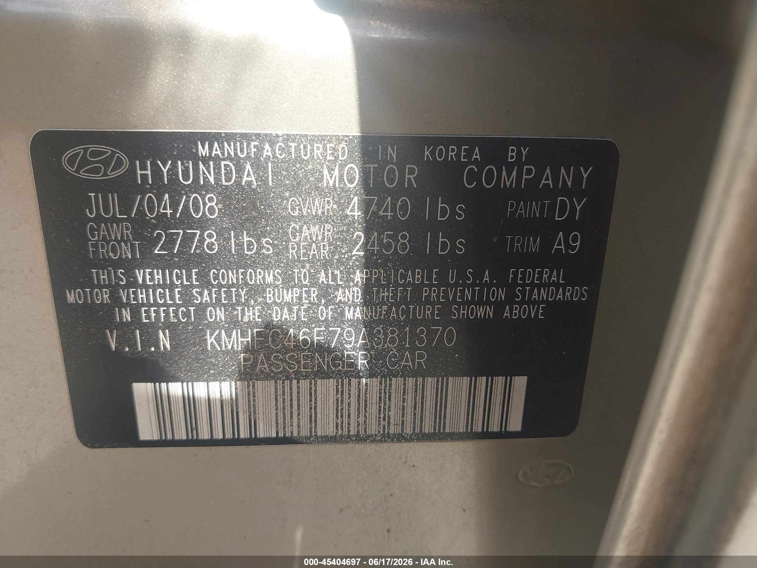 2009 Hyundai Azera Limited Cream vin: KMHFC46F79A381370
