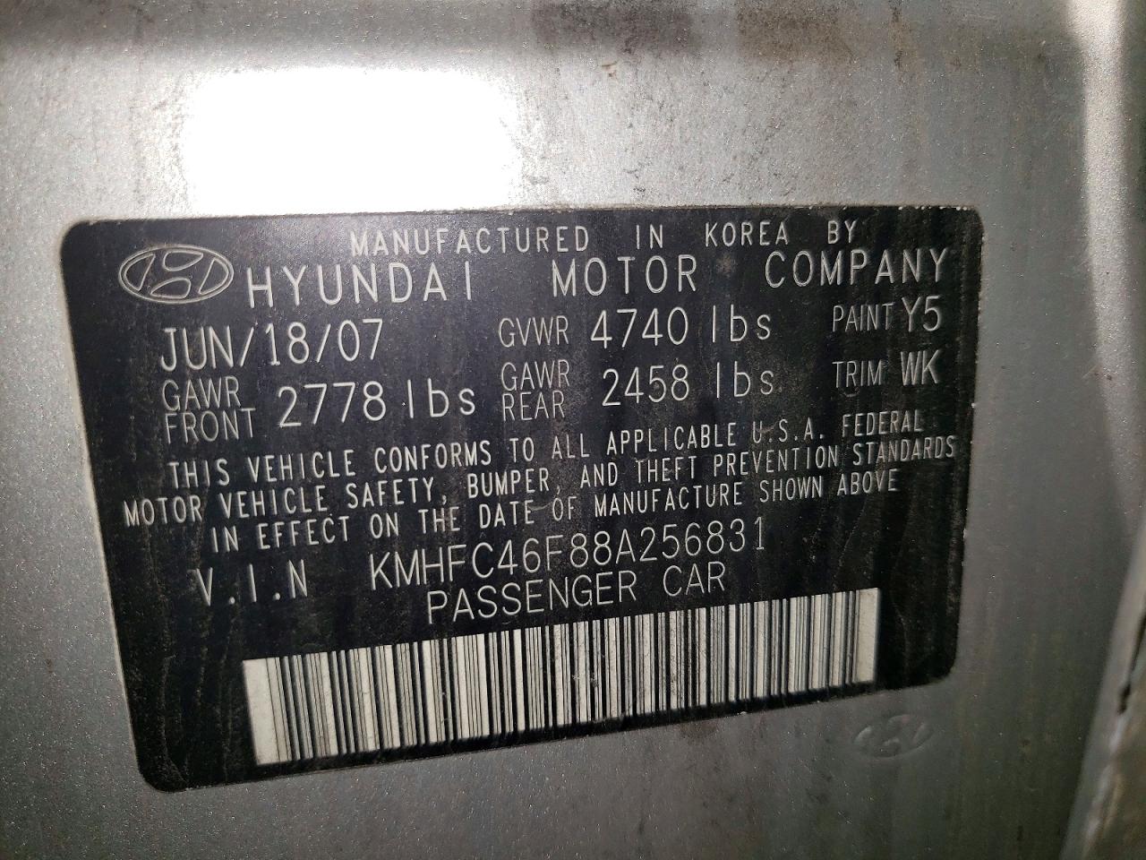 2008 Hyundai Azera Limited Silver vin: KMHFC46F88A256831