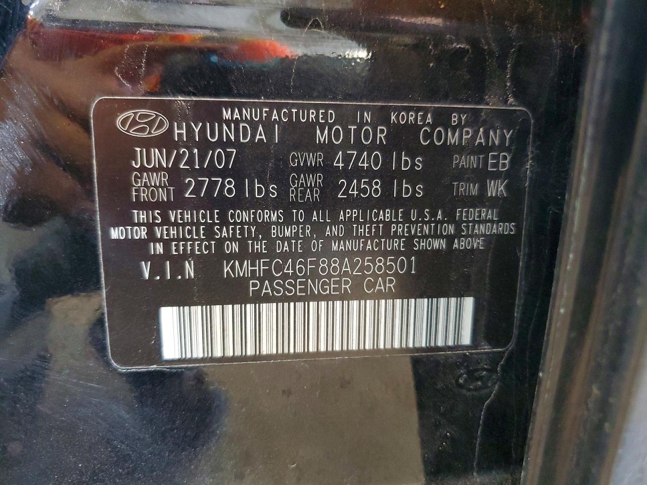 2008 Hyundai Azera Limited Black vin: KMHFC46F88A258501