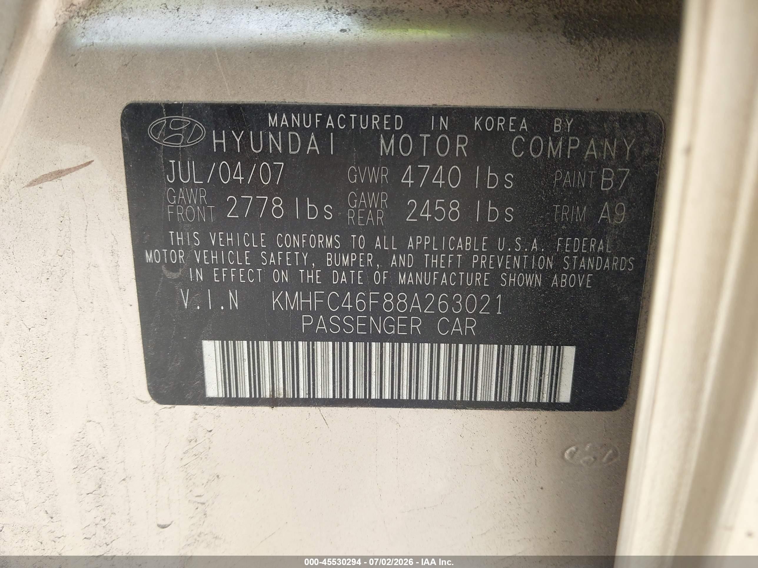 2008 Hyundai Azera Limited Gold vin: KMHFC46F88A263021