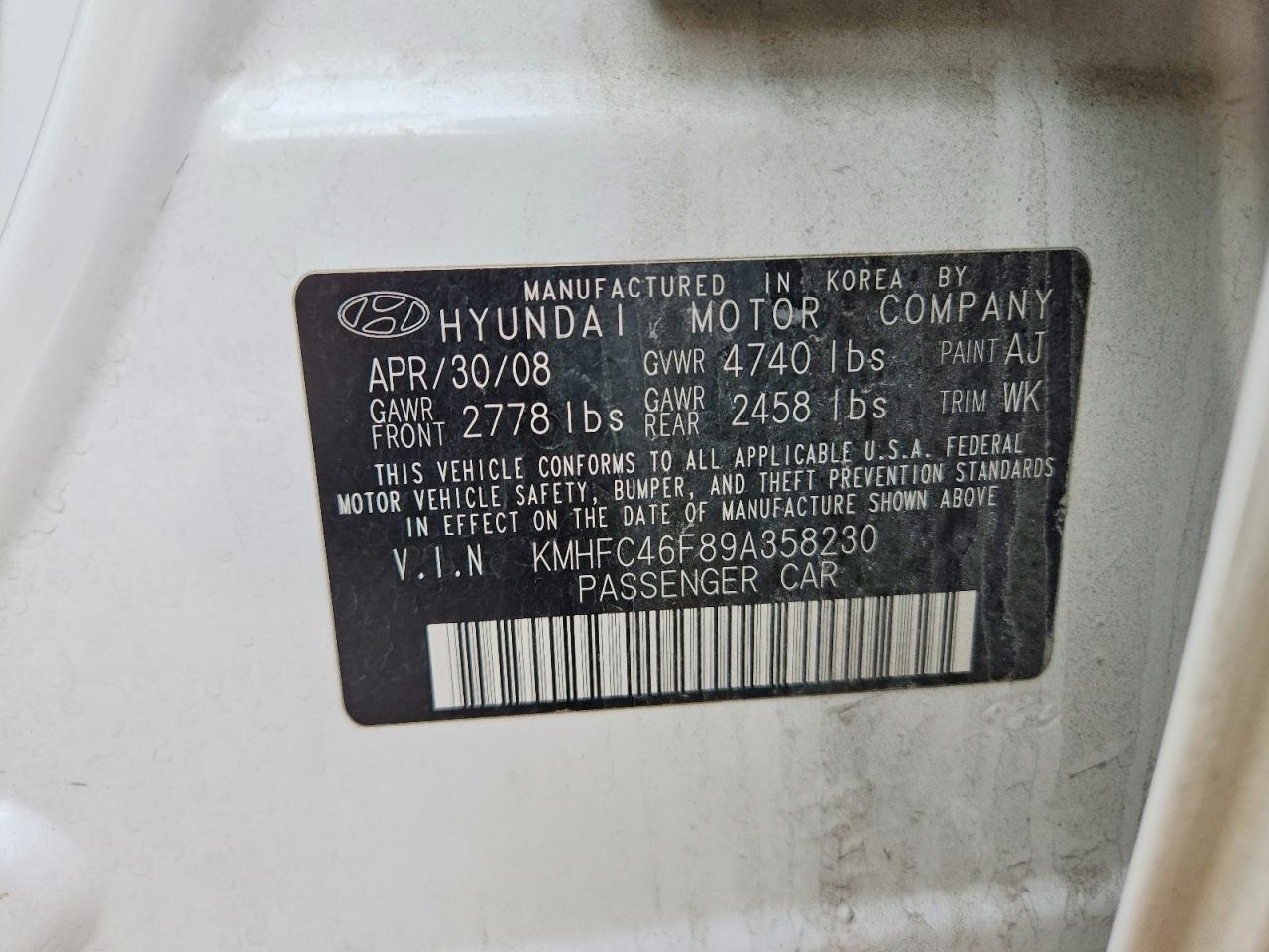2009 Hyundai Azera Limited White vin: KMHFC46F89A358230
