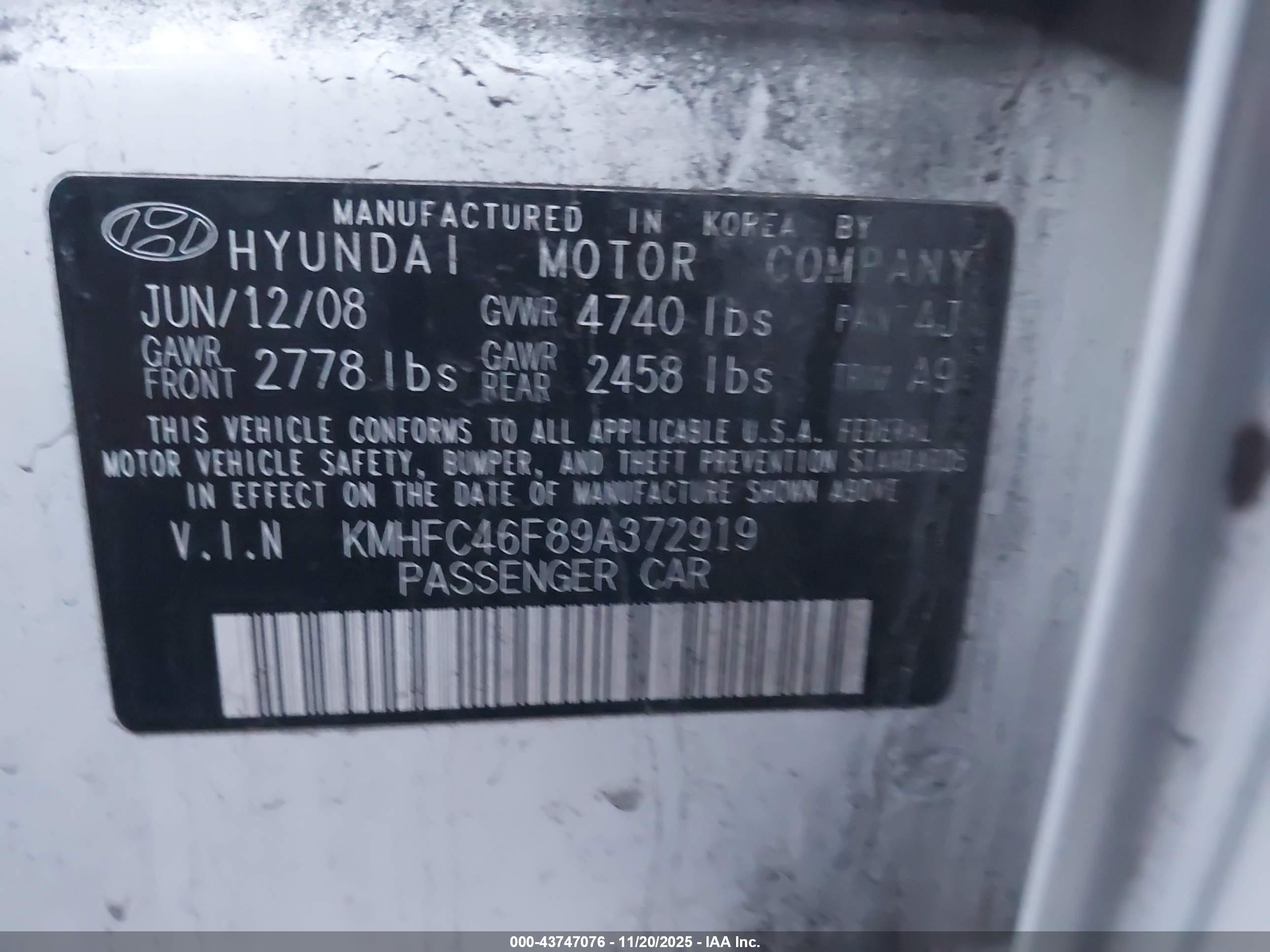 2009 Hyundai Azera Limited White vin: KMHFC46F89A372919