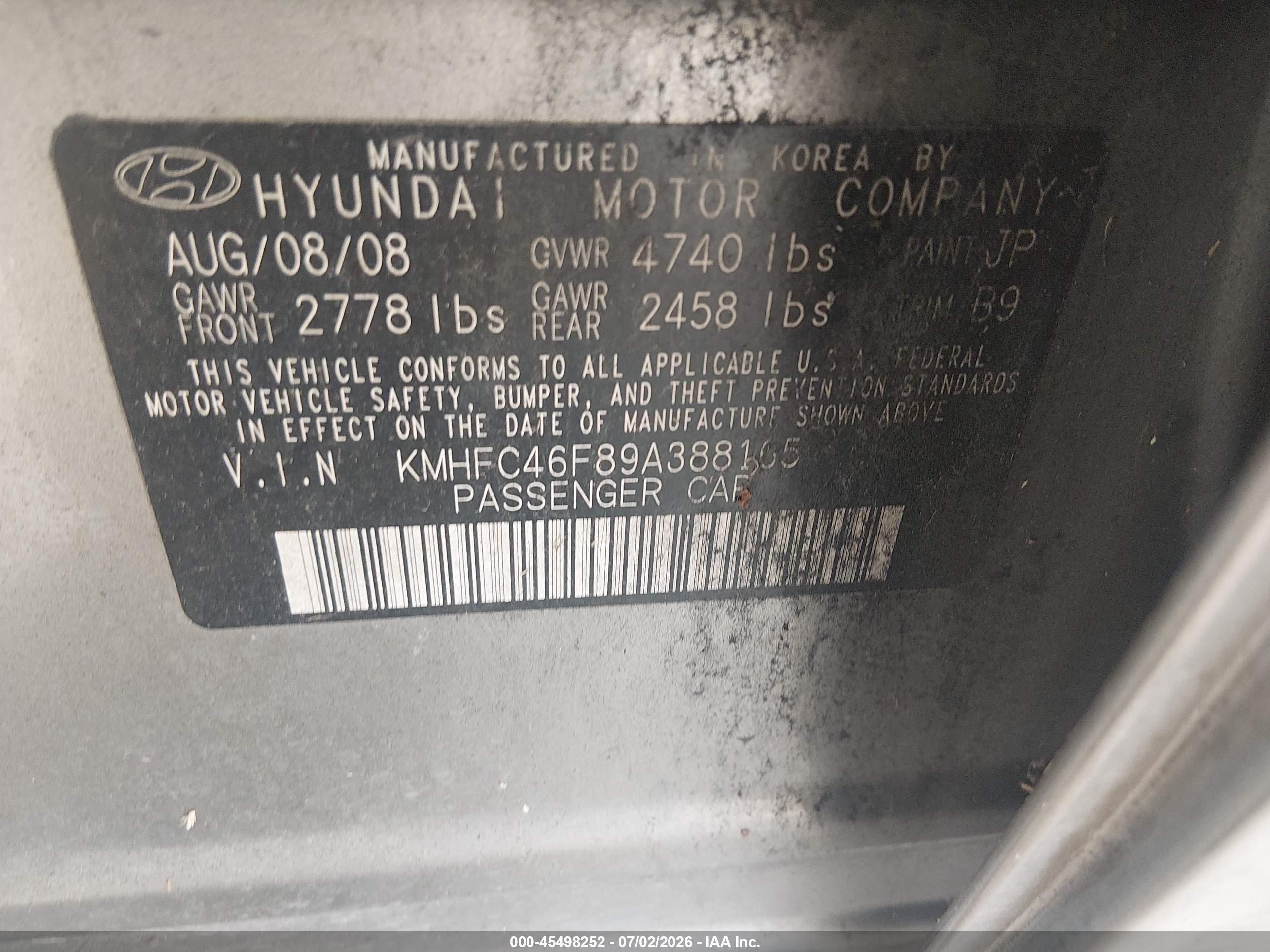 2009 Hyundai Azera Limited Gray vin: KMHFC46F89A388165
