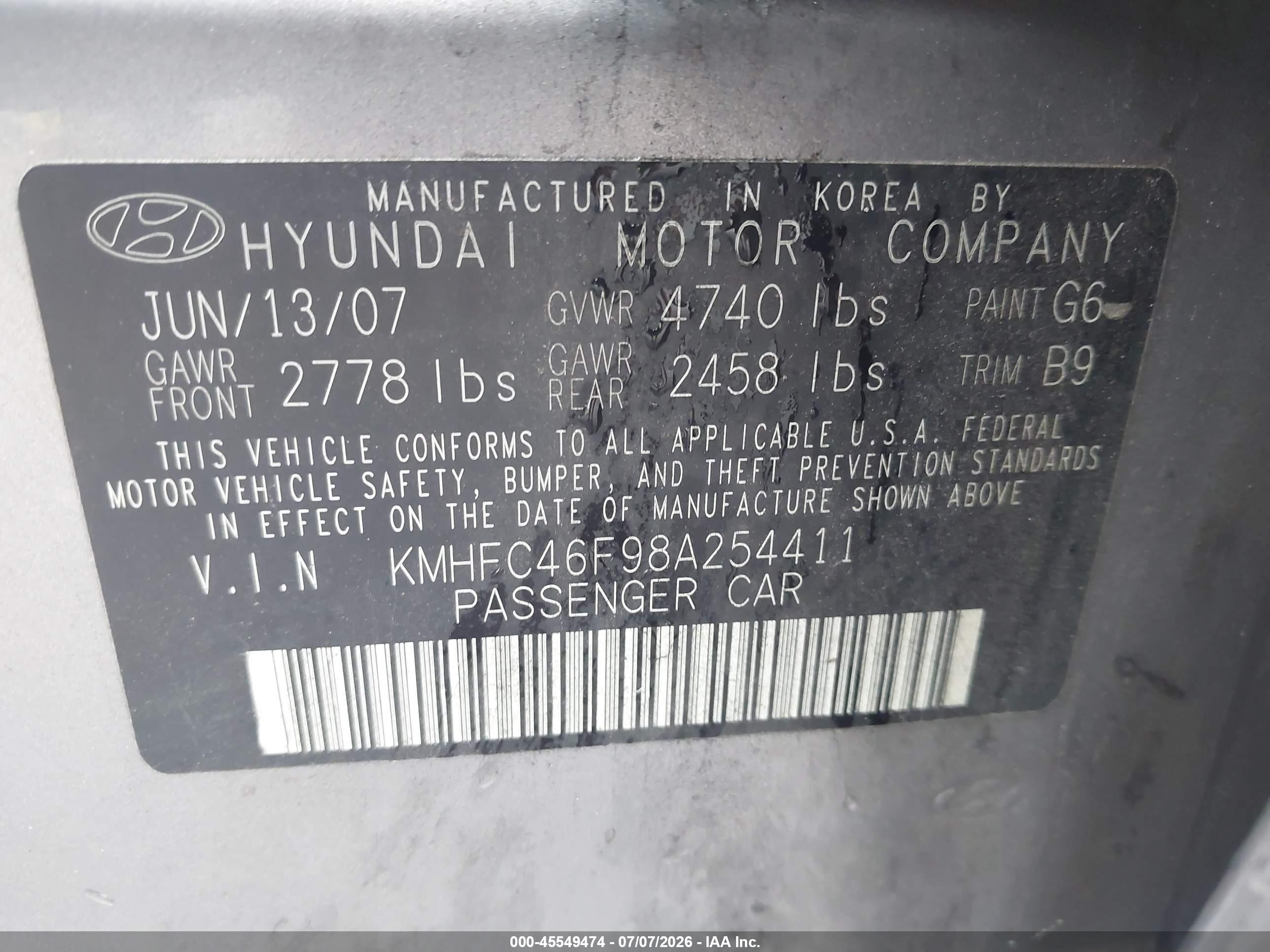 2008 Hyundai Azera Limited Gray vin: KMHFC46F98A254411