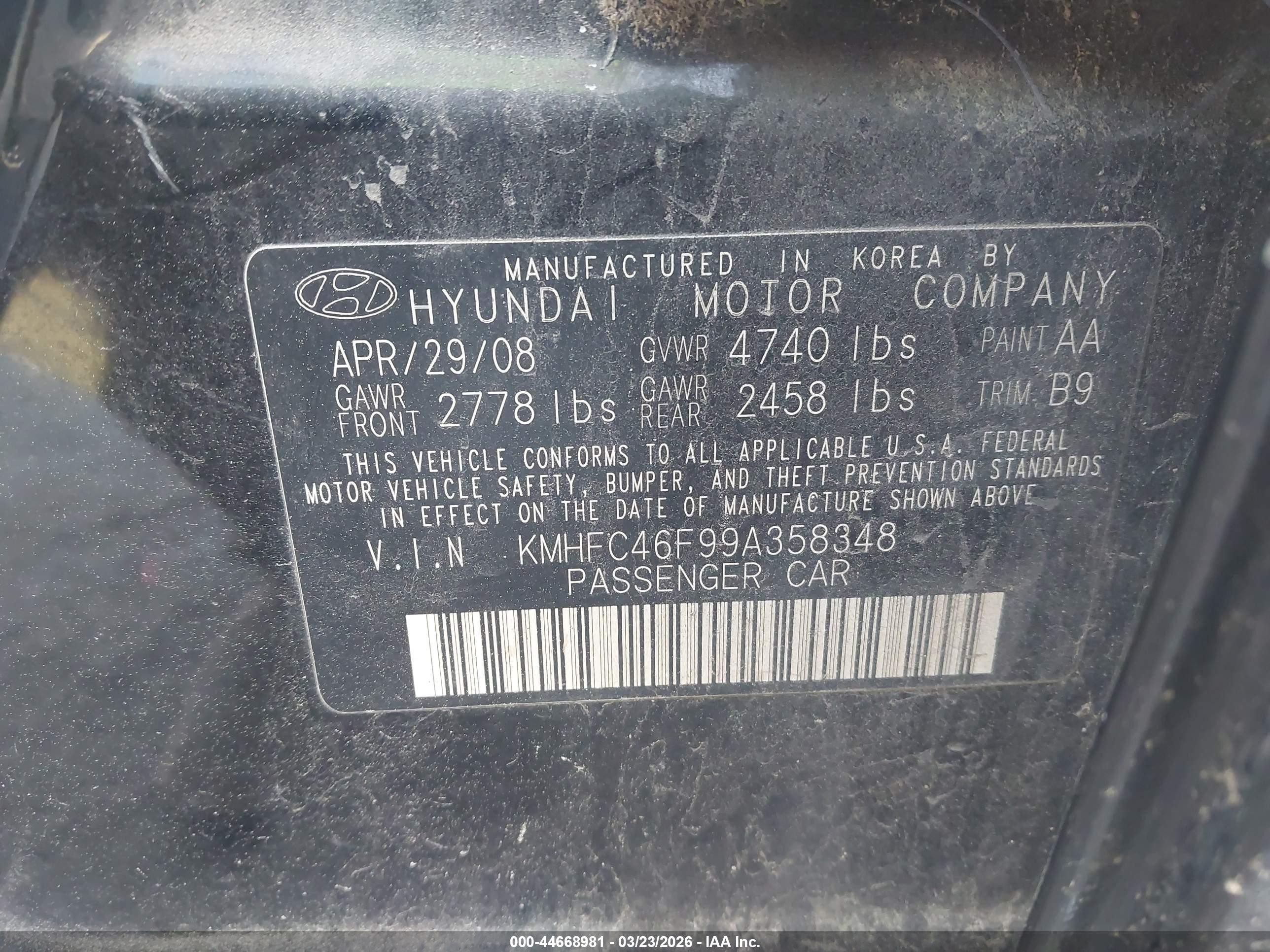 2009 Hyundai Azera Limited Black vin: KMHFC46F99A358348