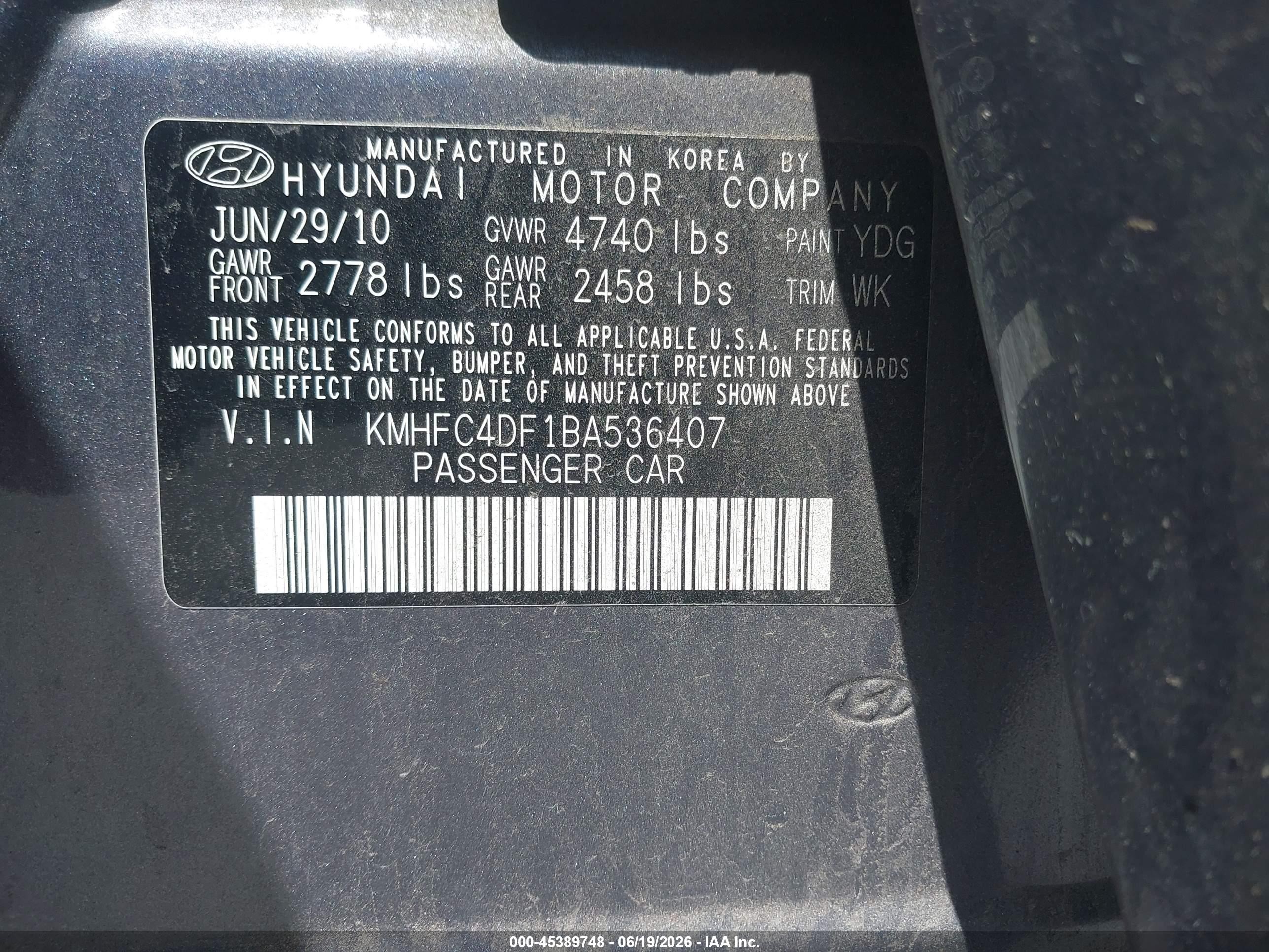 2011 Hyundai Azera Limited Gray vin: KMHFC4DF1BA536407