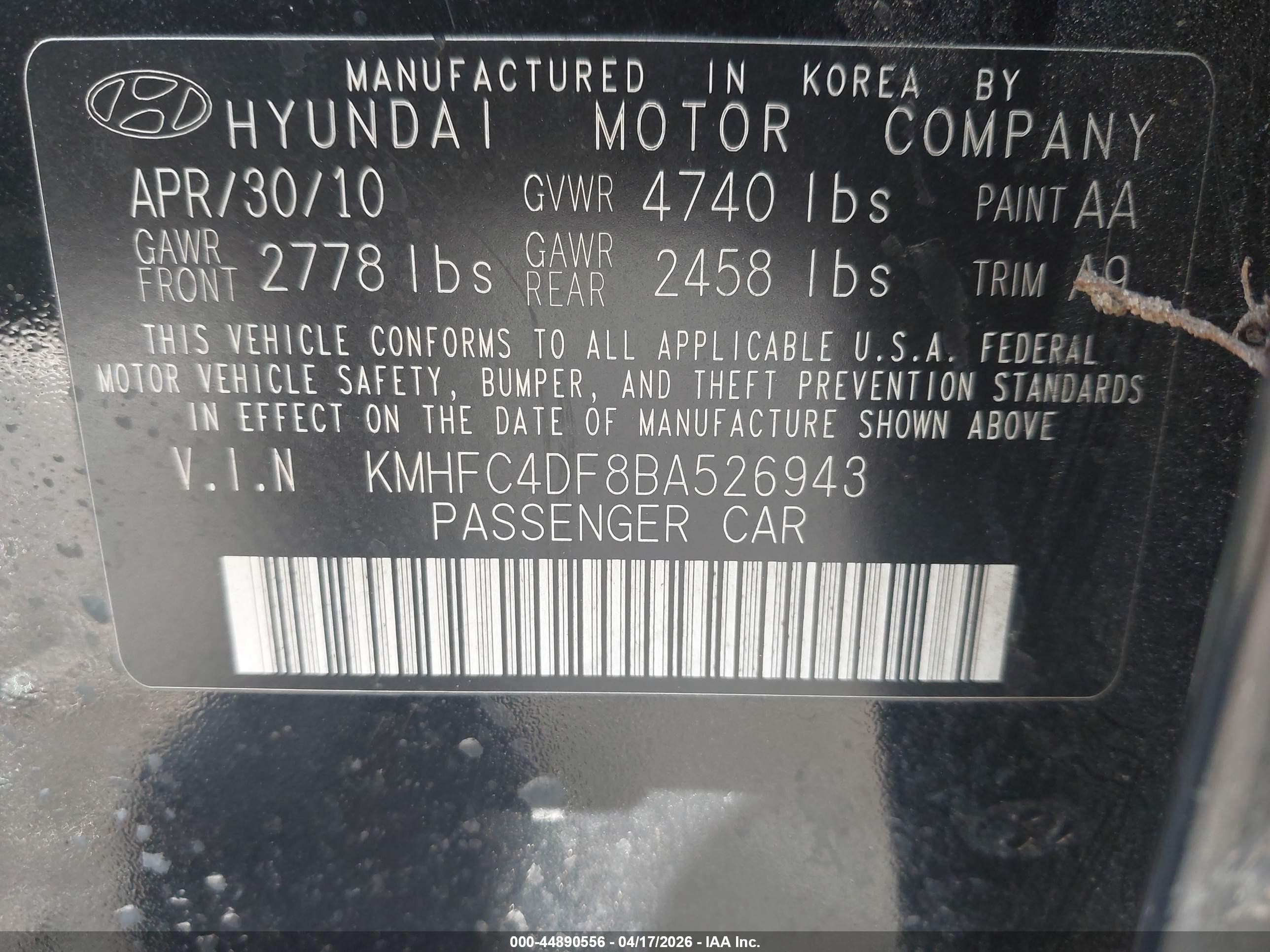 2011 Hyundai Azera Limited Black vin: KMHFC4DF8BA526943
