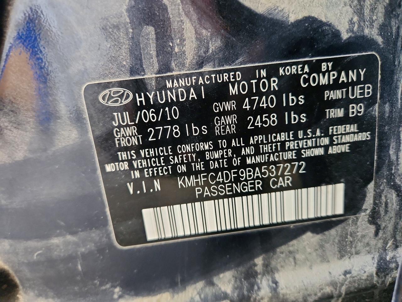 2011 Hyundai Azera Limited Black vin: KMHFC4DF9BA537272