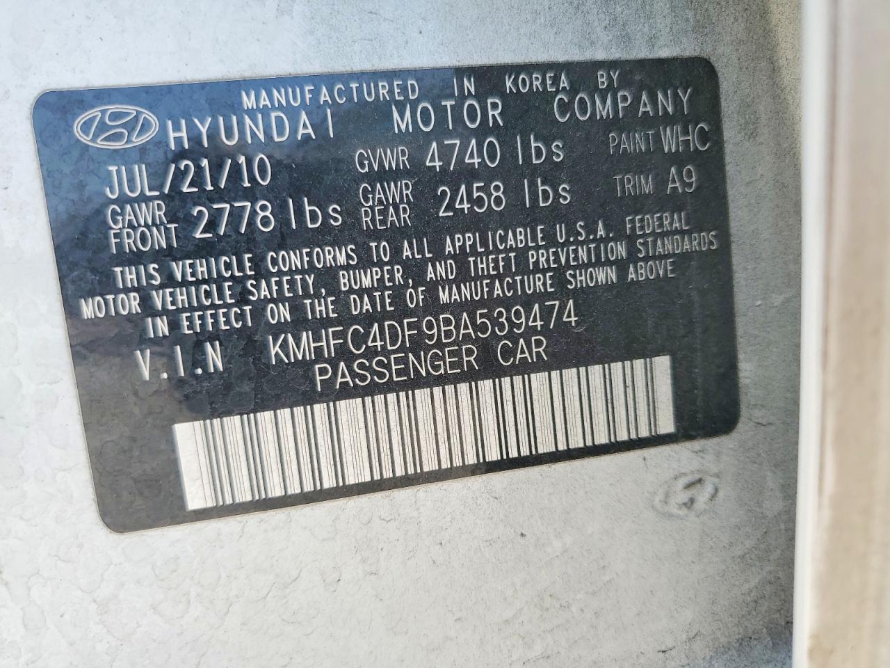 2011 Hyundai Azera Limited White vin: KMHFC4DF9BA539474
