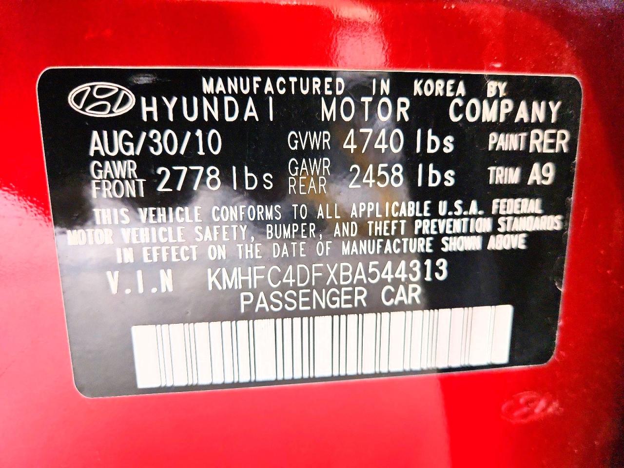 2011 Hyundai Azera Limited Red vin: KMHFC4DFXBA544313