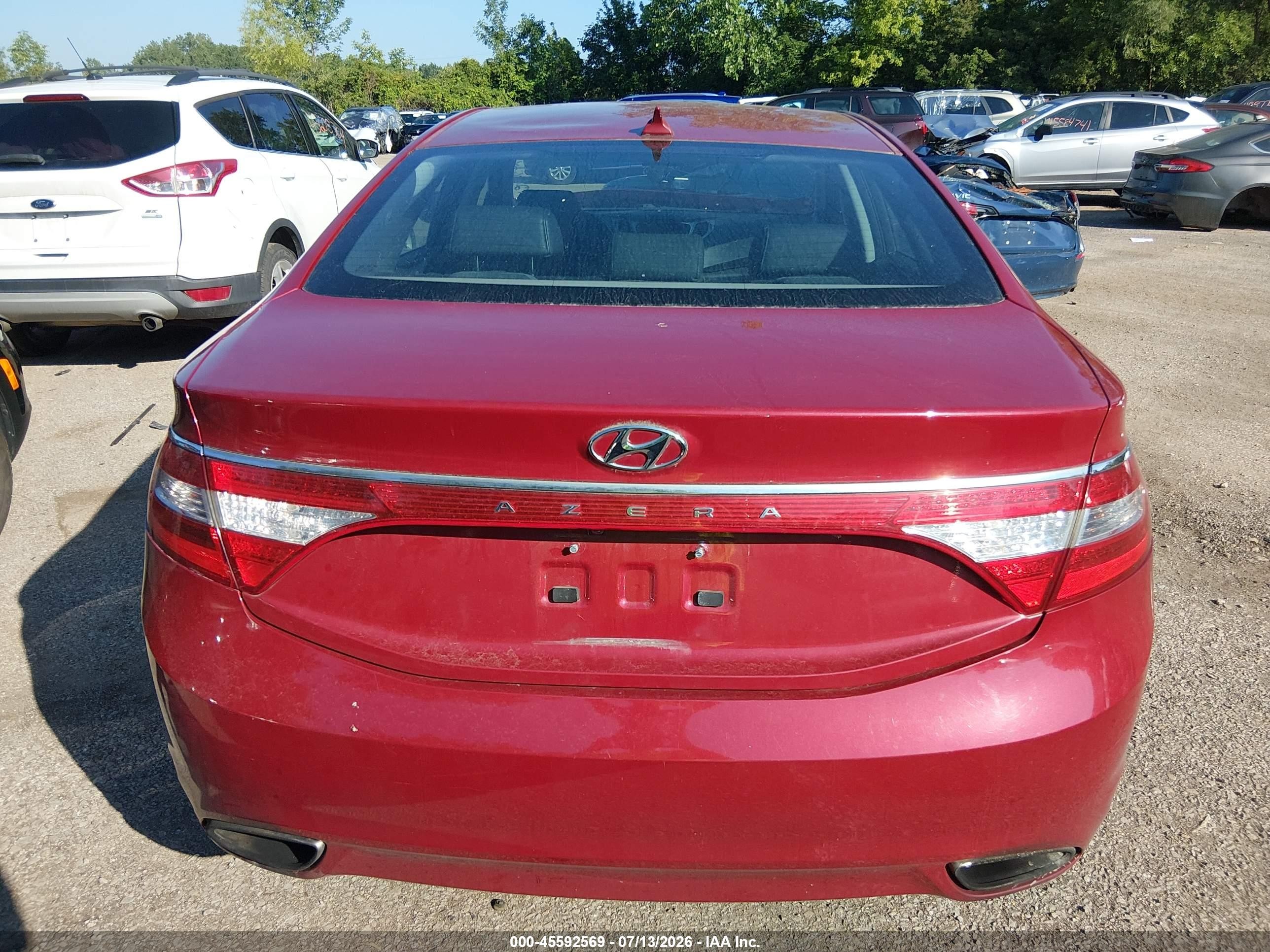 2012 Hyundai Azera   Red vin: KMHFG4JG3CA126050