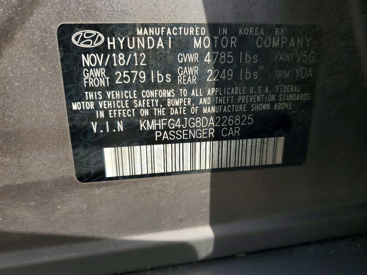 2013 Hyundai Azera Base Коричневый vin: KMHFG4JG8DA226825