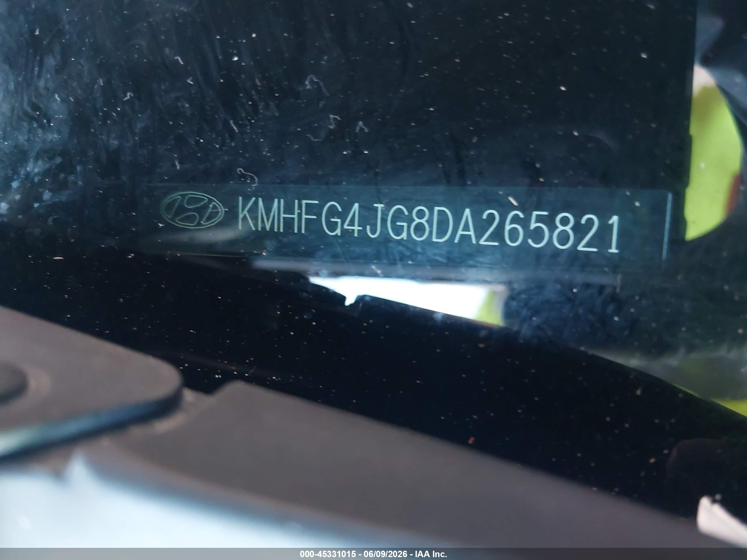 2013 Hyundai Azera   Черный vin: KMHFG4JG8DA265821