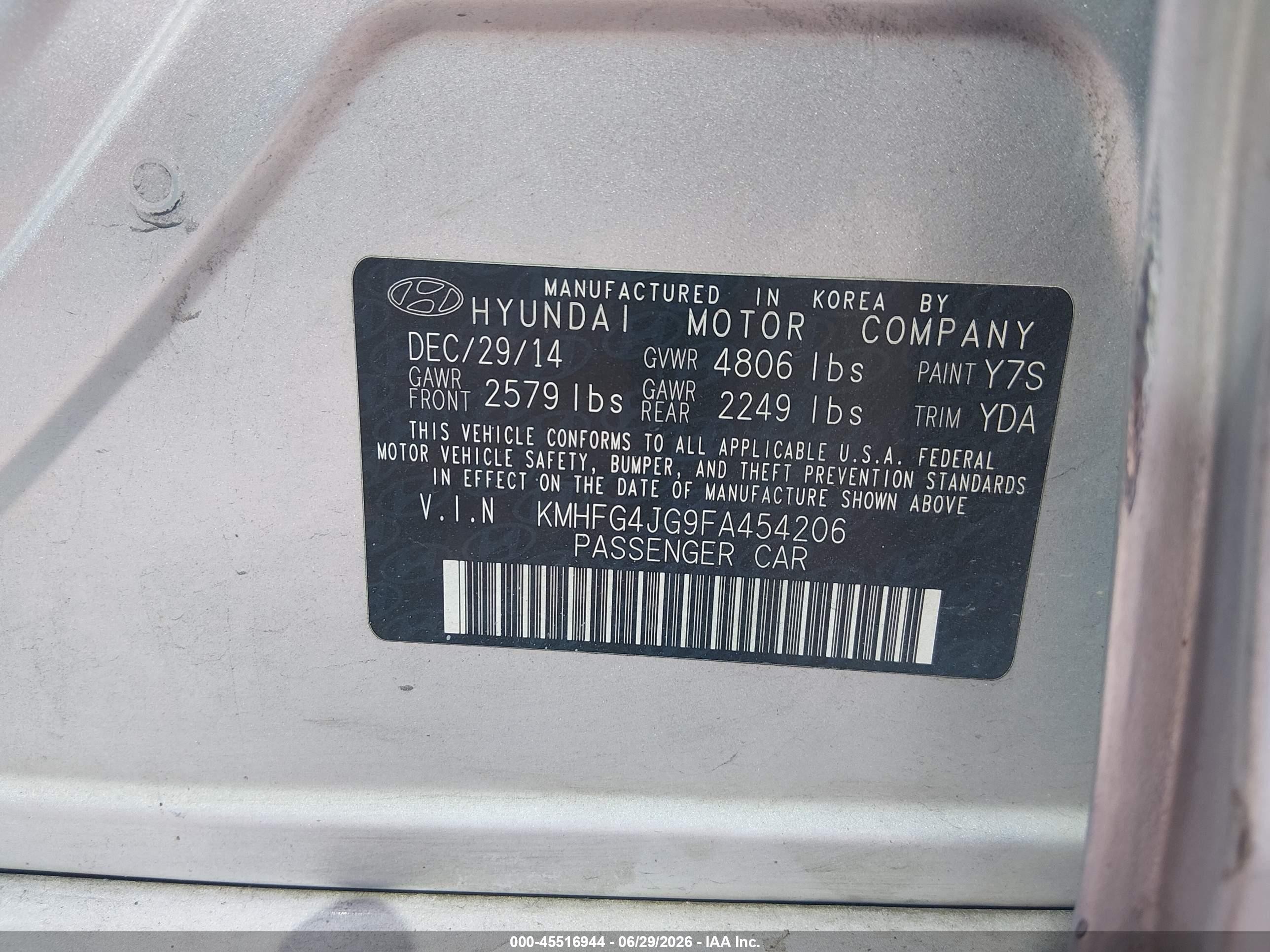 2015 Hyundai Azera   Silver vin: KMHFG4JG9FA454206