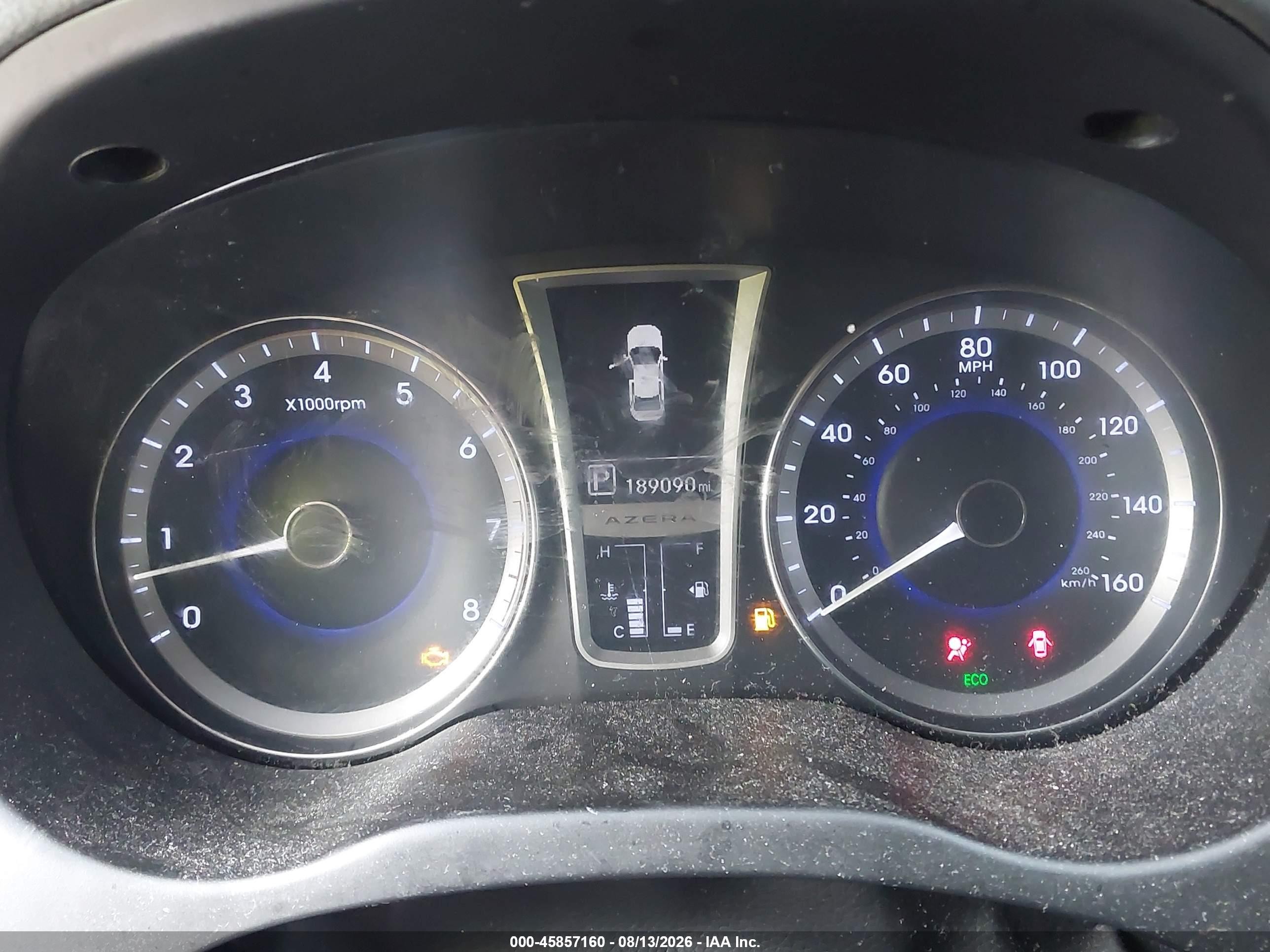 2013 Hyundai Azera   White vin: KMHFH4JG0DA326723
