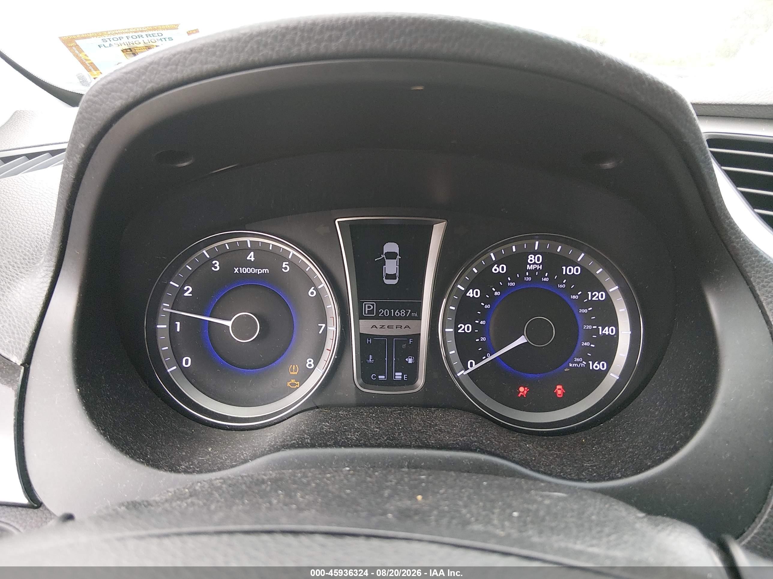 2012 Hyundai Azera   Black vin: KMHFH4JG2CA139305