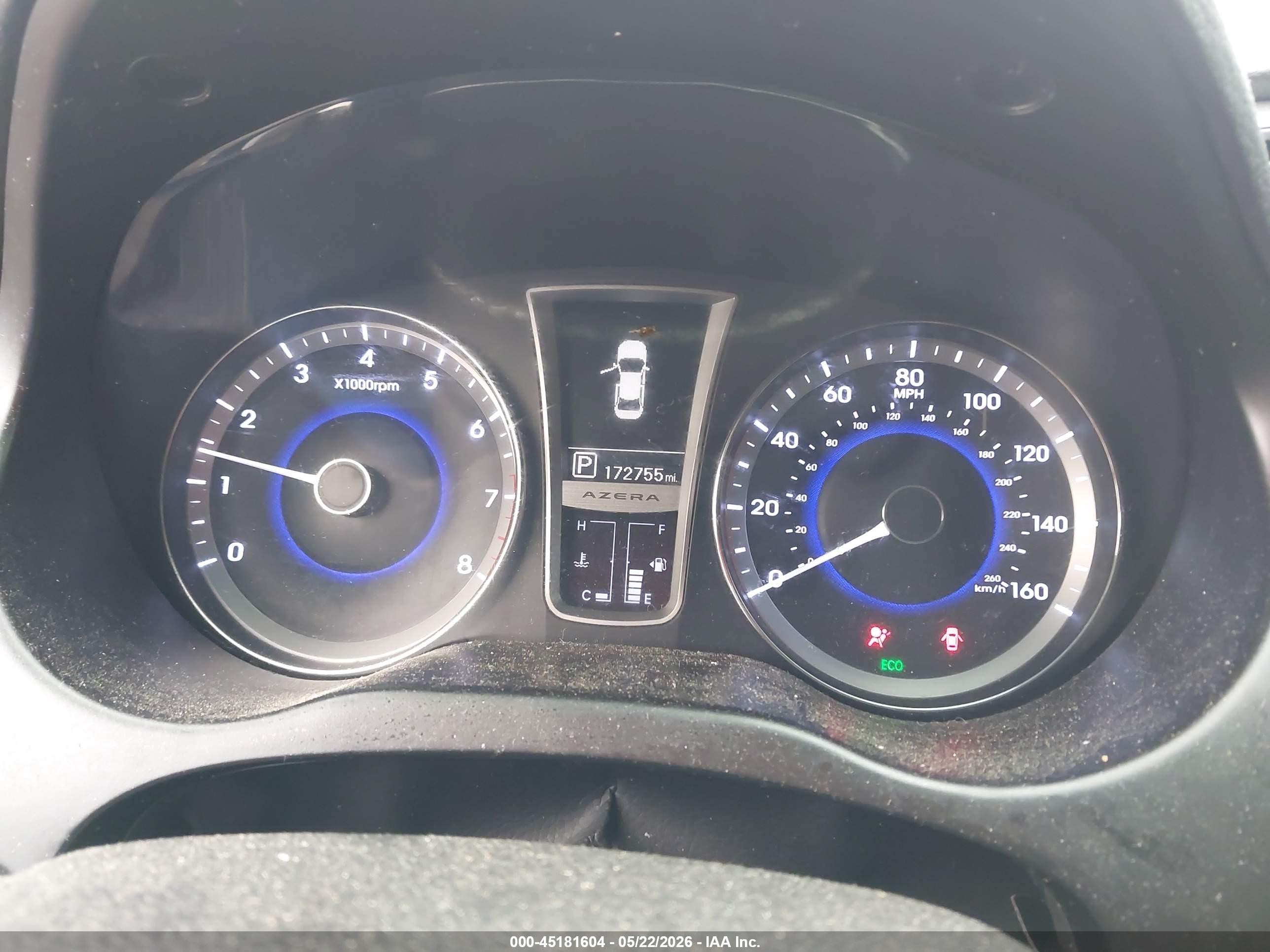 2013 Hyundai Azera   Серый vin: KMHFH4JG2DA315867