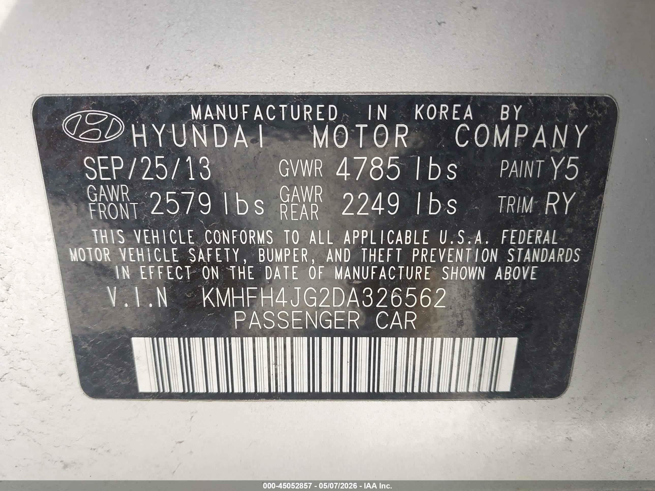 2013 Hyundai Azera   Silver vin: KMHFH4JG2DA326562