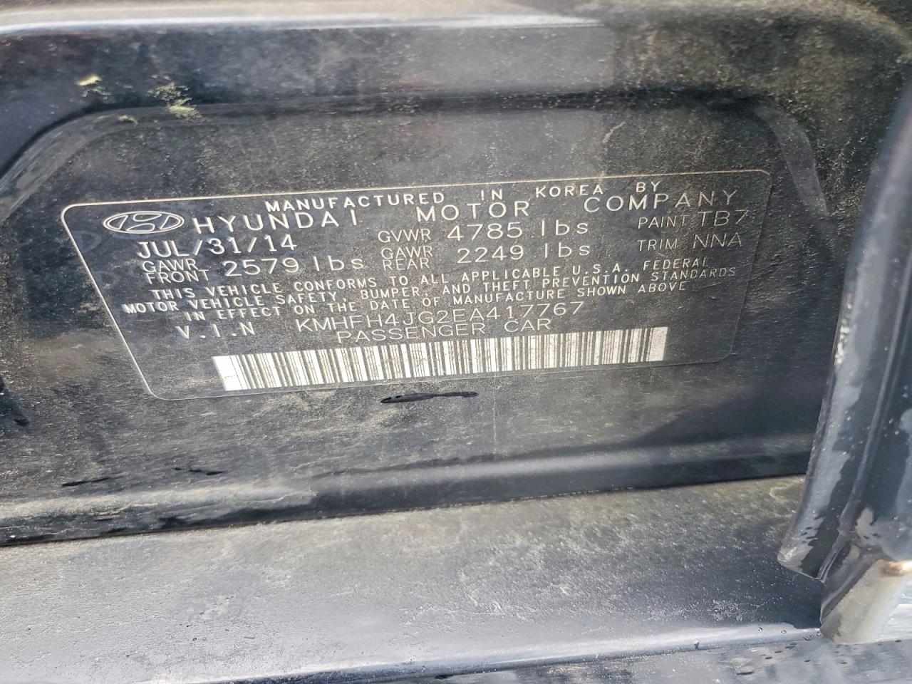 2014 Hyundai Azera Limited Черный vin: KMHFH4JG2EA417767