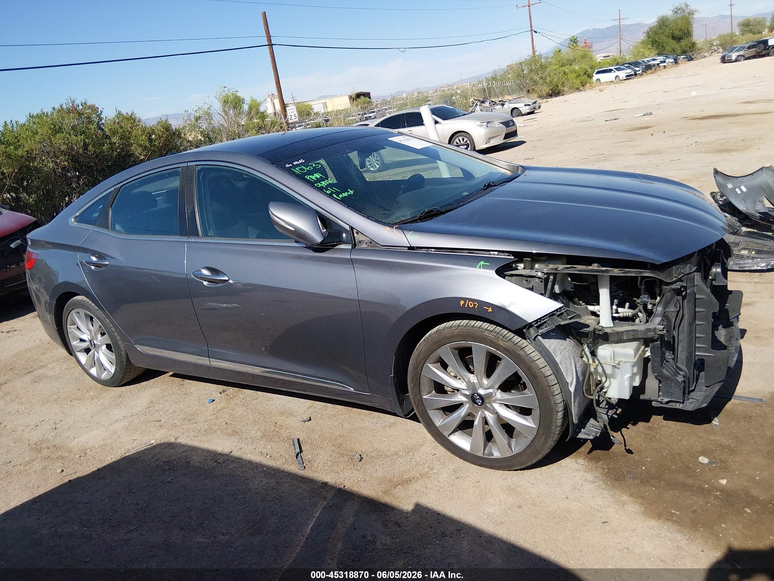 2013 Hyundai Azera   Gray vin: KMHFH4JG3DA275122