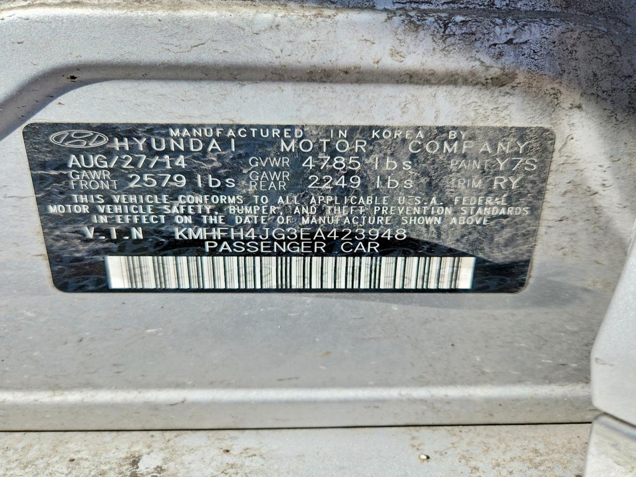 2014 Hyundai Azera Limited Silver vin: KMHFH4JG3EA423948