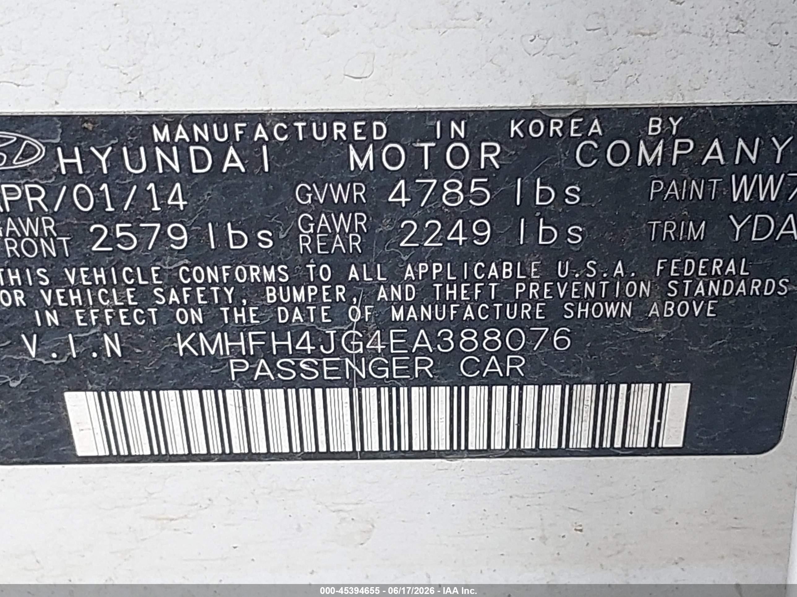 2014 Hyundai Azera Limited White vin: KMHFH4JG4EA388076