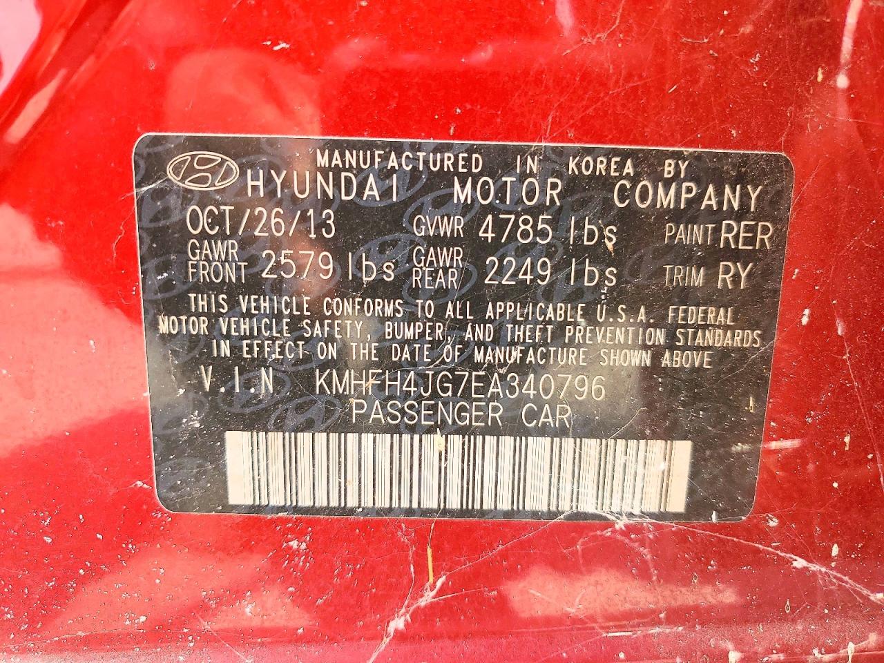 2014 Hyundai Azera Limited Red vin: KMHFH4JG7EA340796