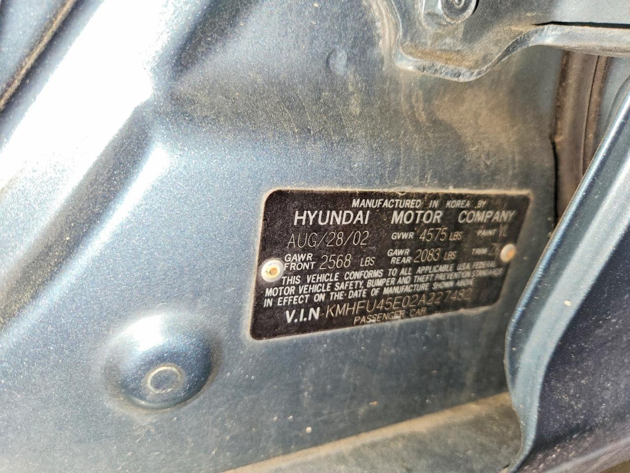 2002 Hyundai Xg350 Base Green vin: KMHFU45E02A227482