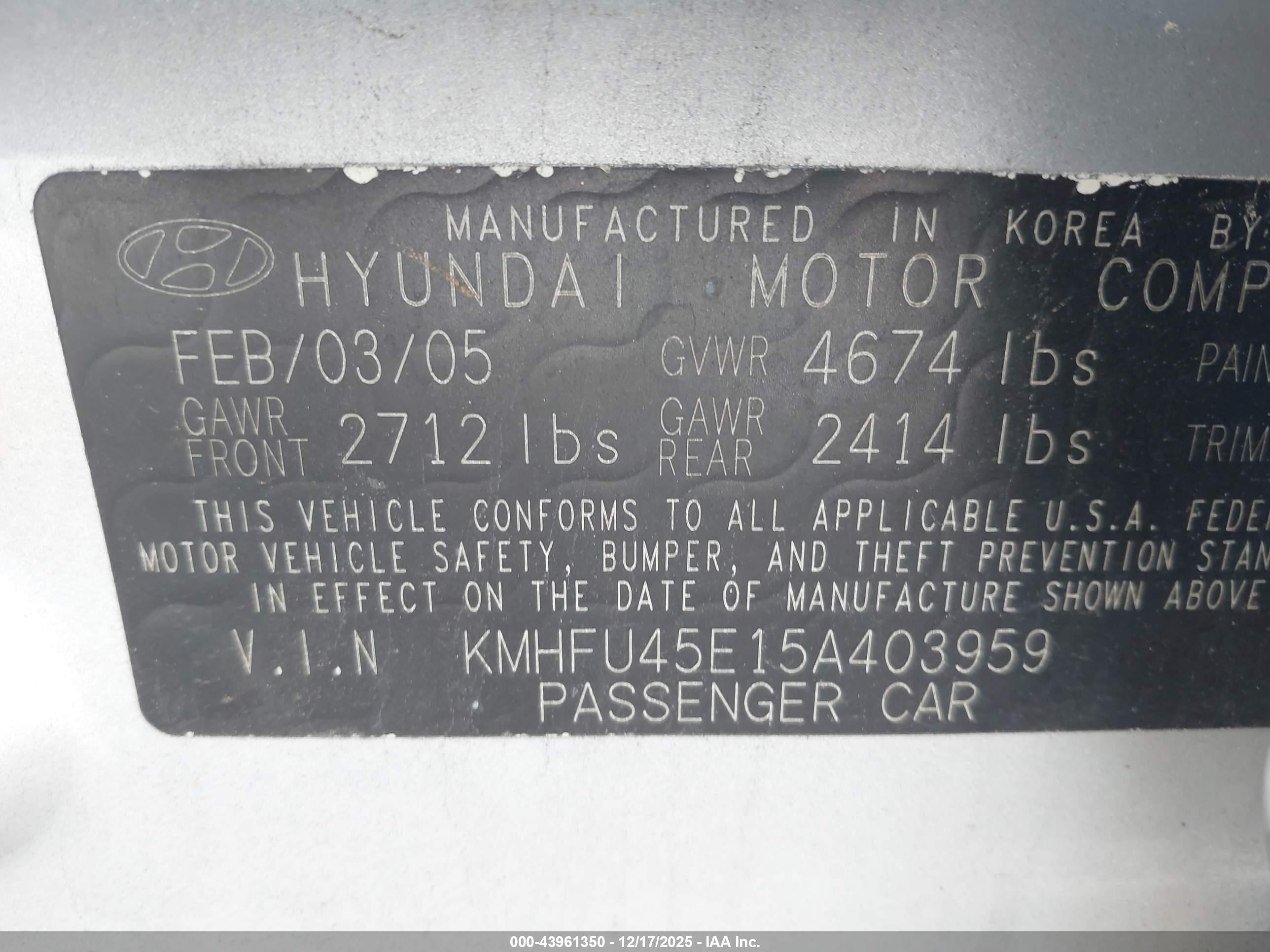 2005 Hyundai Xg350 L Silver vin: KMHFU45E15A403959