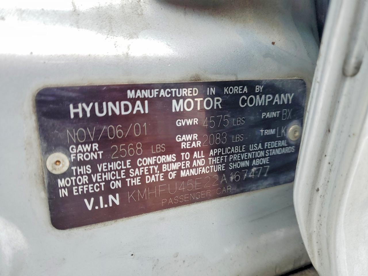 2002 Hyundai Xg350 Base Серебряный vin: KMHFU45E22A167477