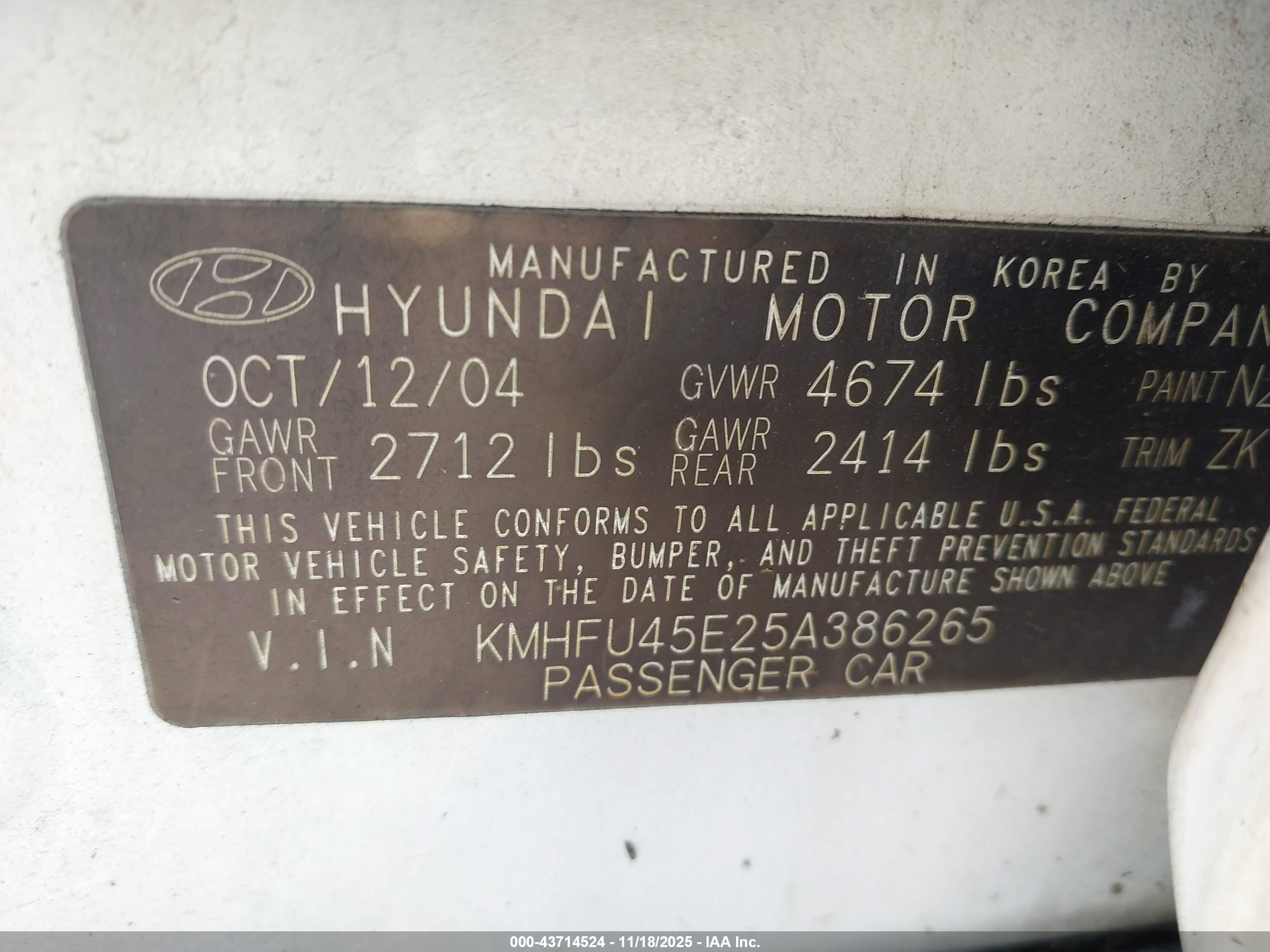 2005 Hyundai Xg350 L White vin: KMHFU45E25A386265