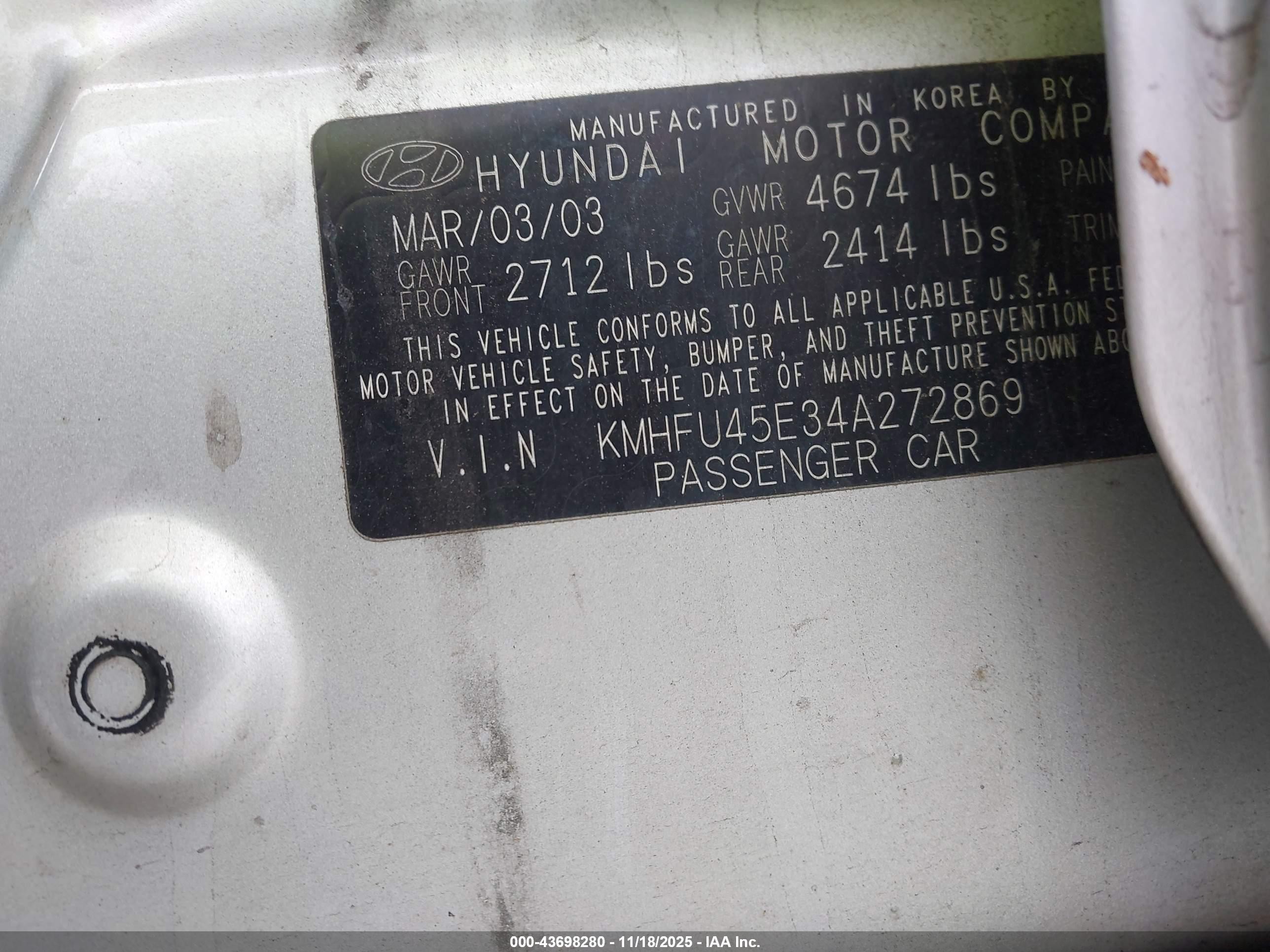 2004 Hyundai Xg350 L Silver vin: KMHFU45E34A272869