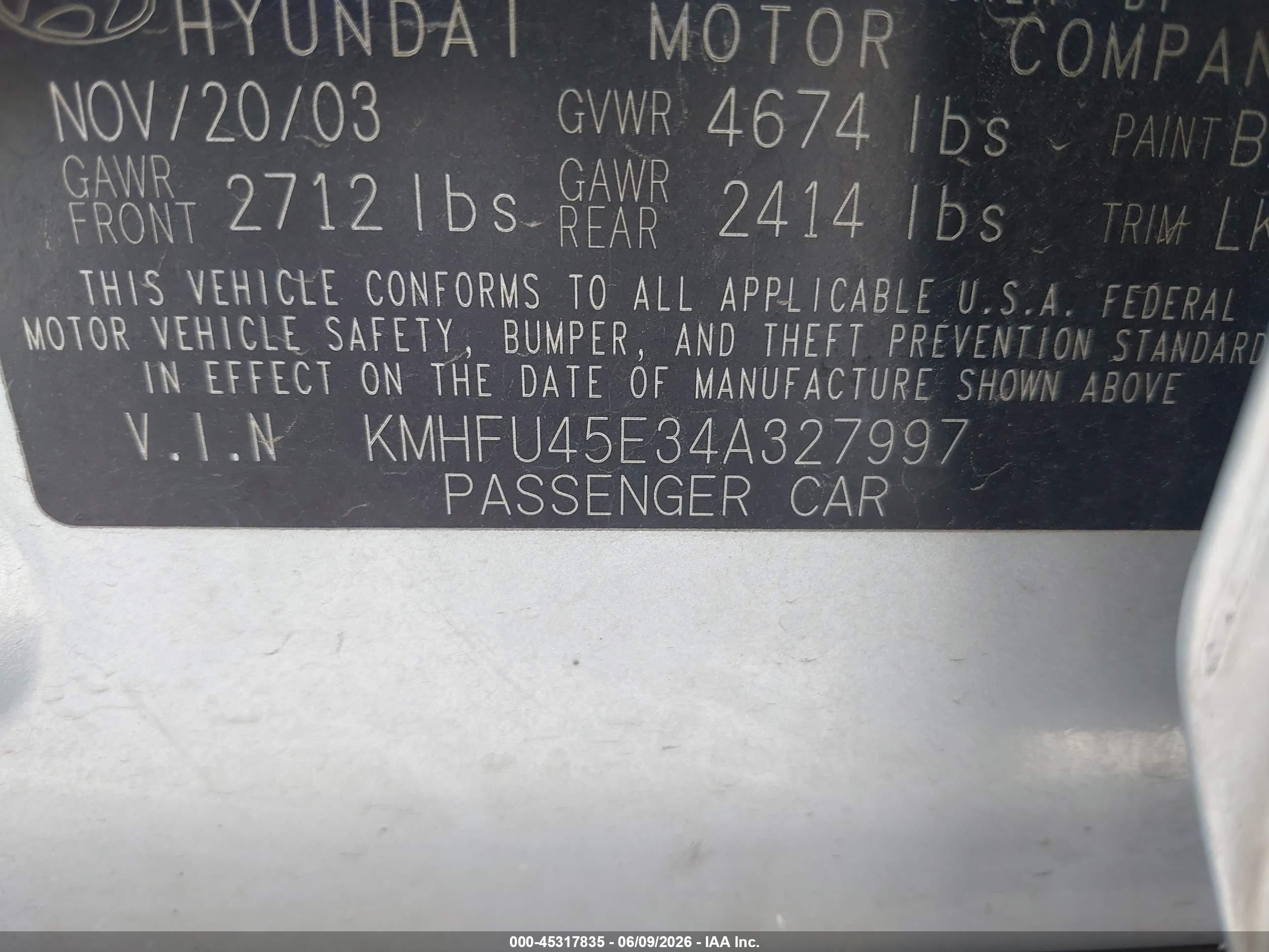 2004 Hyundai Xg350 L Silver vin: KMHFU45E34A327997