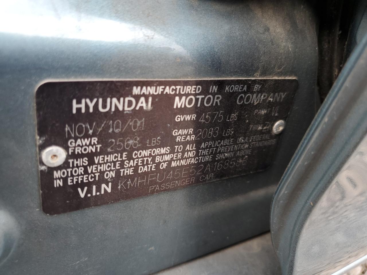 2002 Hyundai Xg 350 Blue vin: KMHFU45E52A168588