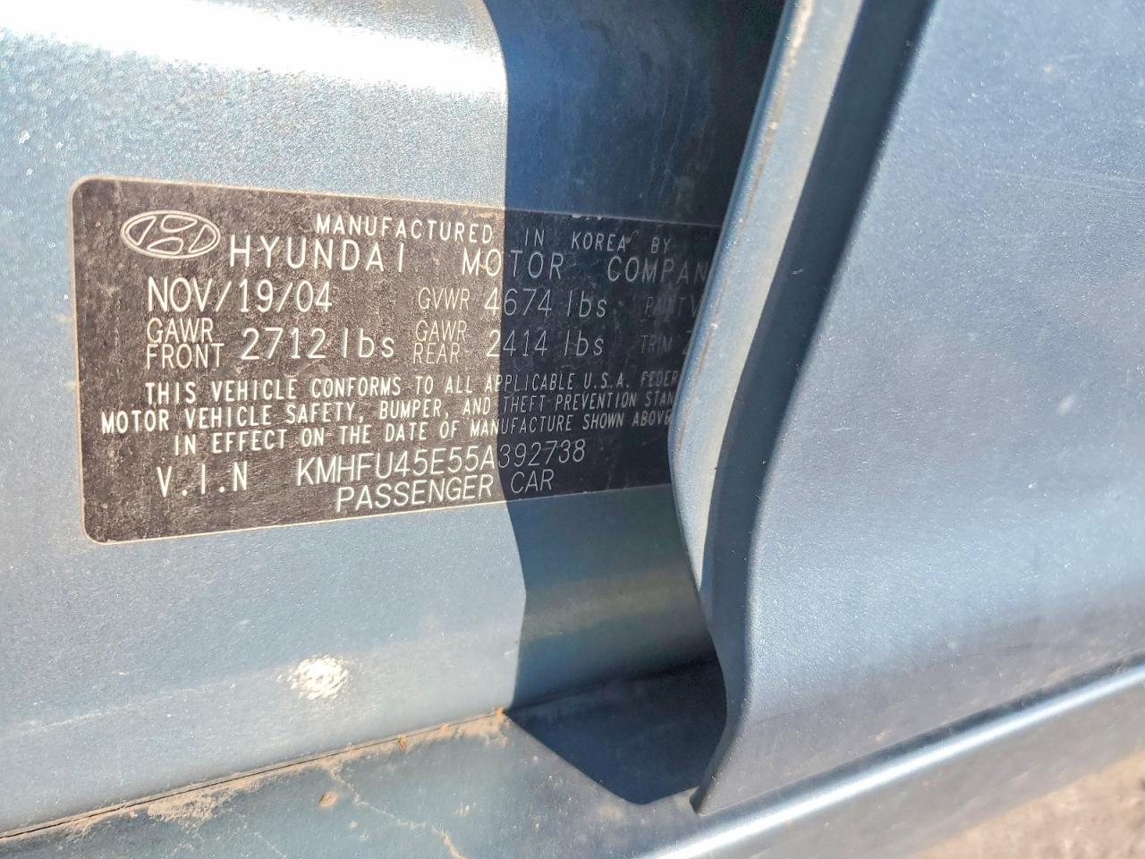 2005 Hyundai Xg 350 Blue vin: KMHFU45E55A392738